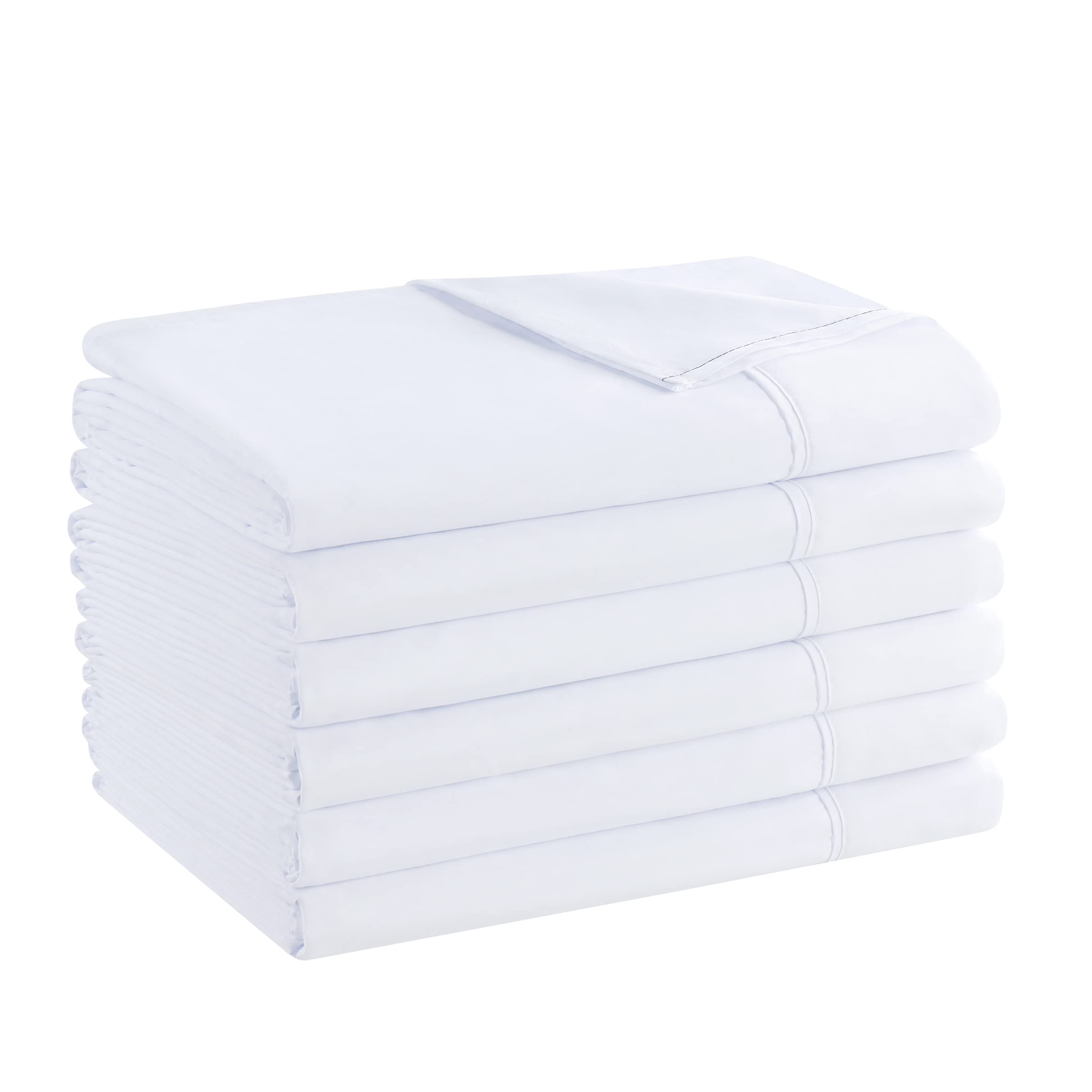 Arkwright 6-Pack Twin Flat Sheets - Soft Brushed Microfiber Hypoallergenic Wrinkle-Resistant Top Sheets - White Bedding Essentials for Hotels, Hosts & Home Use - Perfect for Guest Rooms, Vacation Rentals & Dormitories