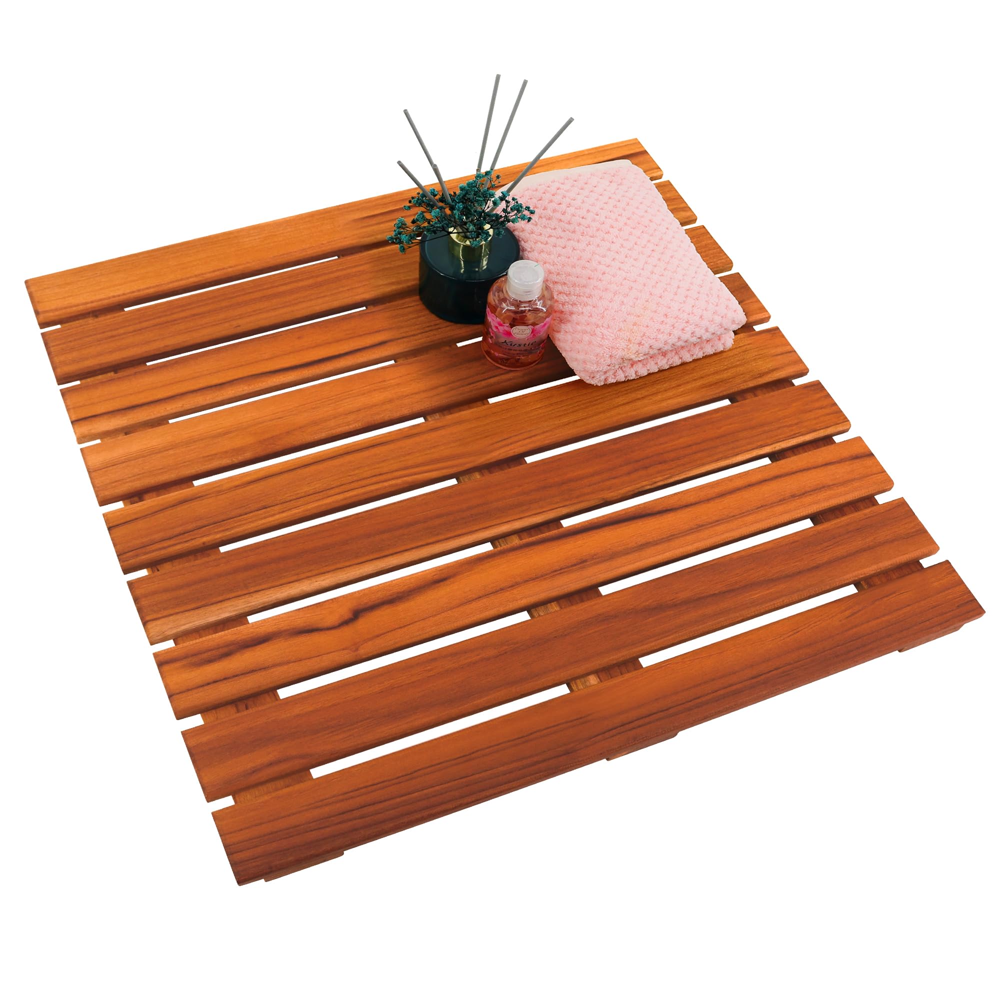 Premium Teak Shower Mat - Non-Slip Bath Mat for Bathtub & Spa - 20