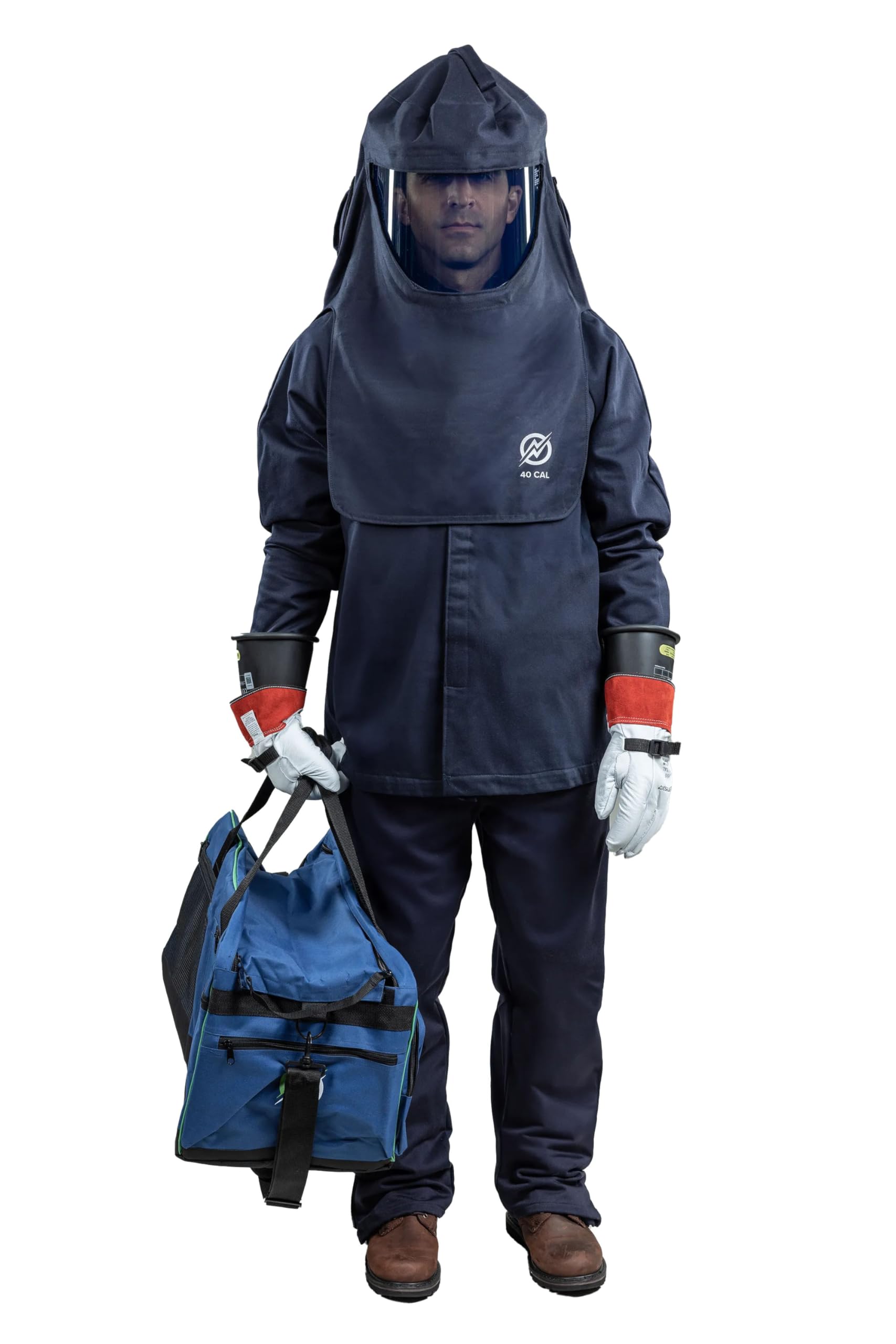 ArcGuard CAT 4 40 Cal Arc Flash Protection Kit - FR Short Coat, Bib Overalls, Standard Hood, Safety Glasses & Gear Bag - Electrical Safety PPE for Utility Workers & Industrial Professionals