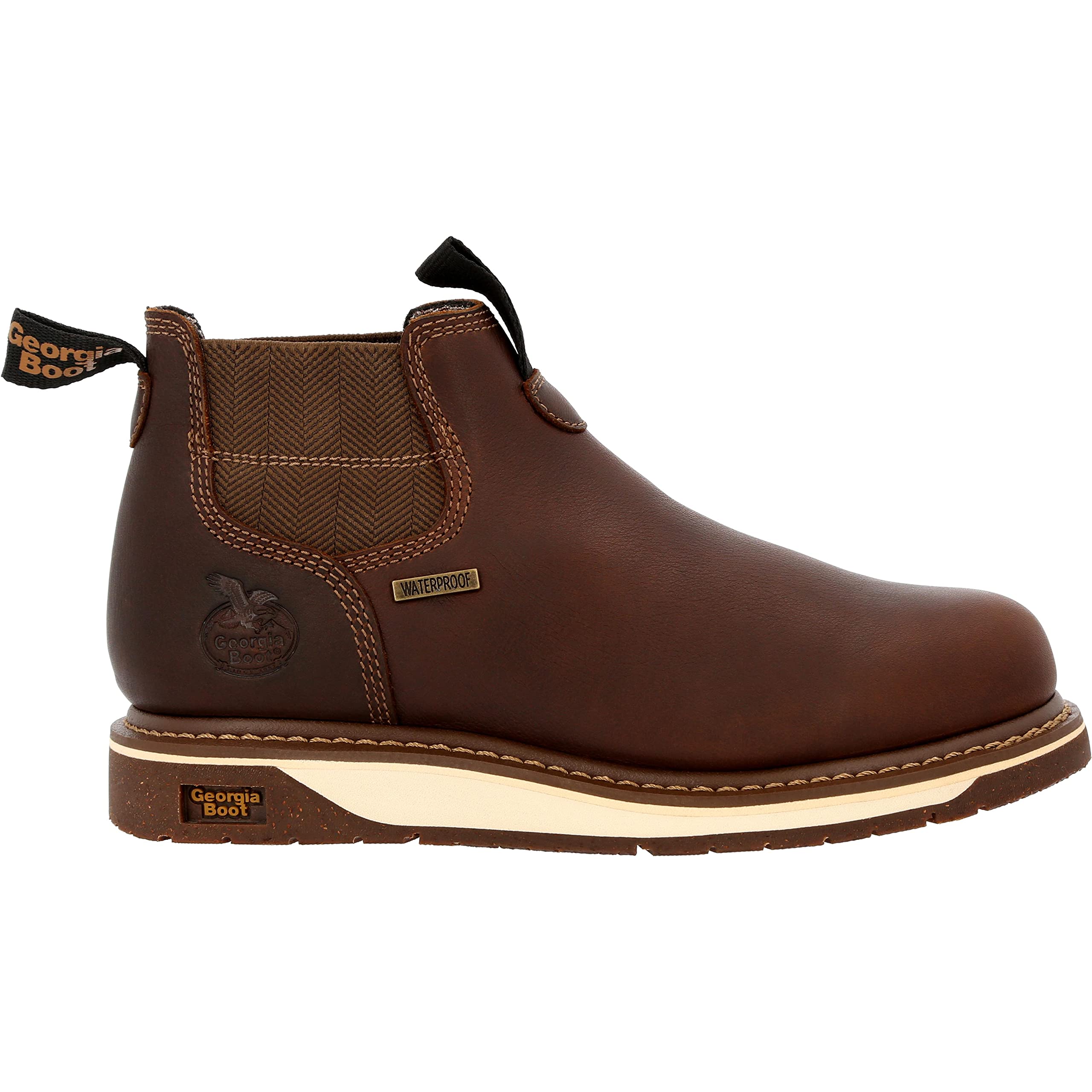 Georgia Boot Women's Amp Lt Wedge Chelsea Boot - Waterproof Work Boots for Women, Comfortable Slip Resistant Shoes for Outdoor, Hiking & Construction (Ideal for Winter, Rainy Days & Tough Terrains)