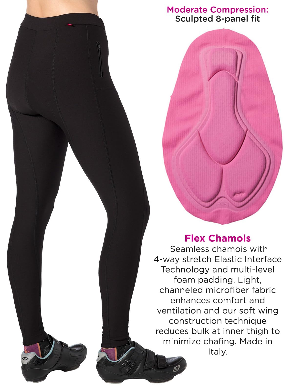 Women's Terry Coolweather Cycling Padded Tights - 29 Inch Inseam Thermal Biking Pants for Cold Weather | Perfect for Winter Cycling, Commuting & Outdoor Sports