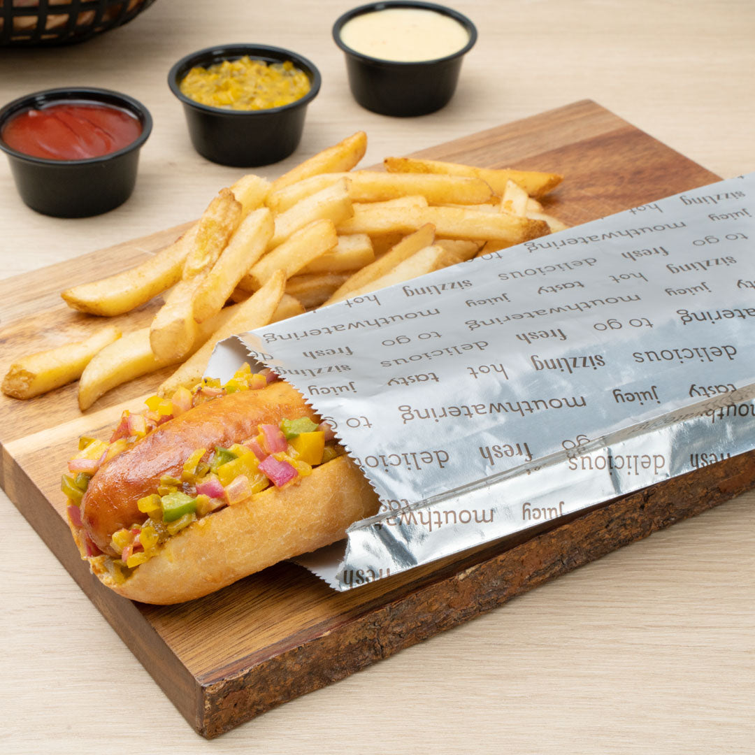 100-Pack Large Hot Dog Foil Bags 3.75