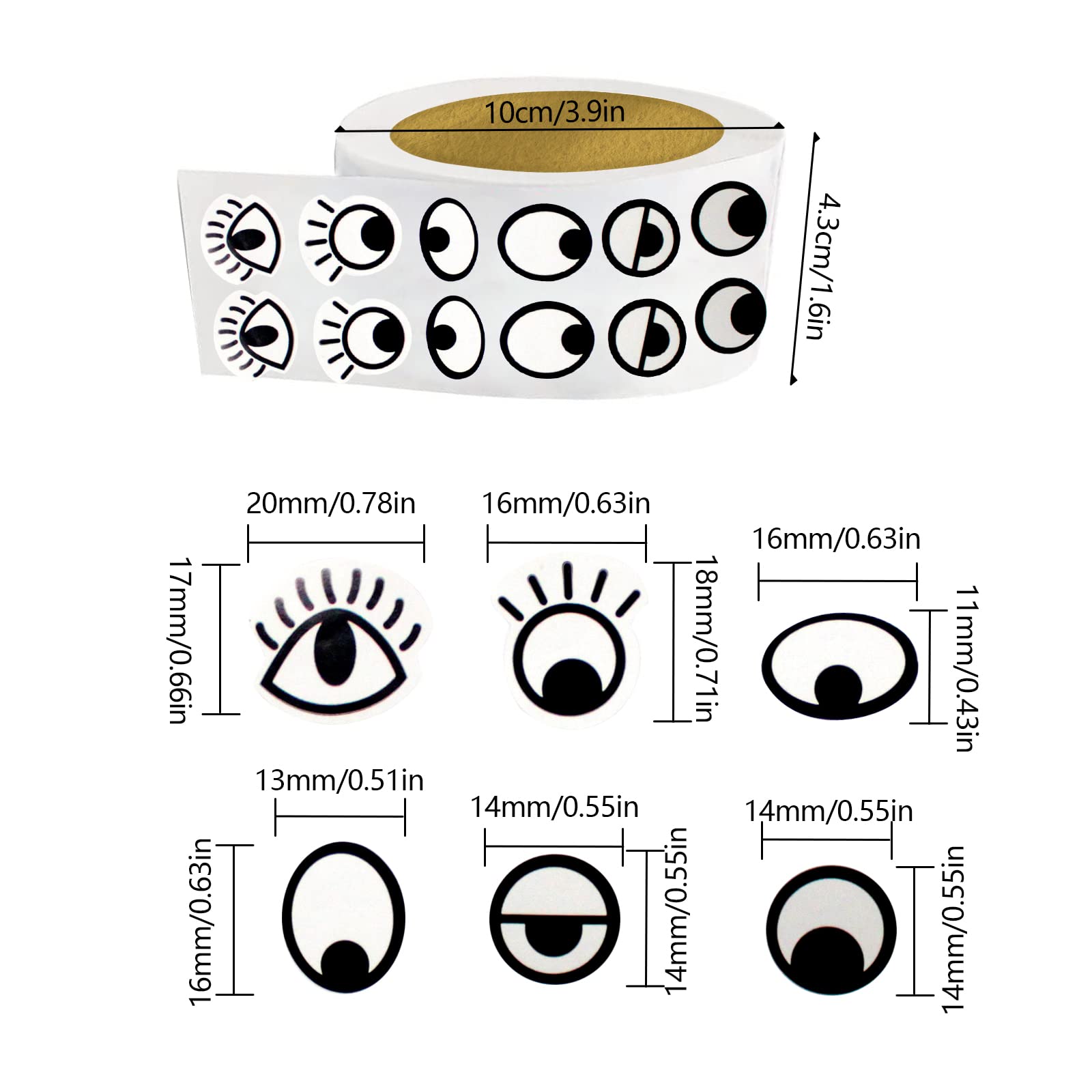 BLMHTWO 2000-Piece Self-Adhesive Googly Eyes - Large Black & White Wiggle Eye Stickers for DIY Crafts, Scrapbooking, Notebook Decor & Party Favors - Perfect for Halloween Costumes, School Projects & Creative Gift Wrapping