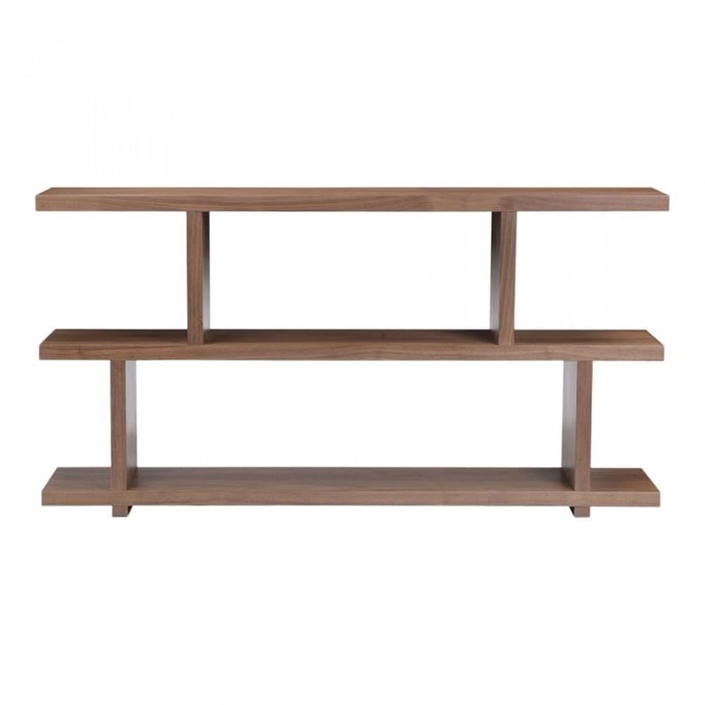 BOWERY HILL 2-Shelf Modern Brown Veneer Wood Bookcase - Stylish Storage for Living Room, Office & Bedroom - Space-Saving Bookshelf for Home Decor