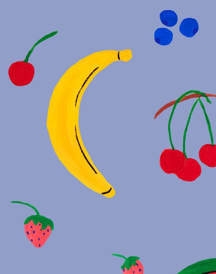 Fruit Punch Wallpaper by Carly Beck - Periwinkle Floral Peel and Stick Wallpaper for Bedroom, Nursery, or Home Office Decor