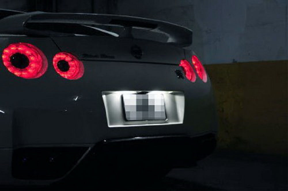 White LED License Plate Lights for Nissan 370Z, GTR, Infiniti G37 - Direct Fit Replacement - Perfect for Night Driving & Car Customization