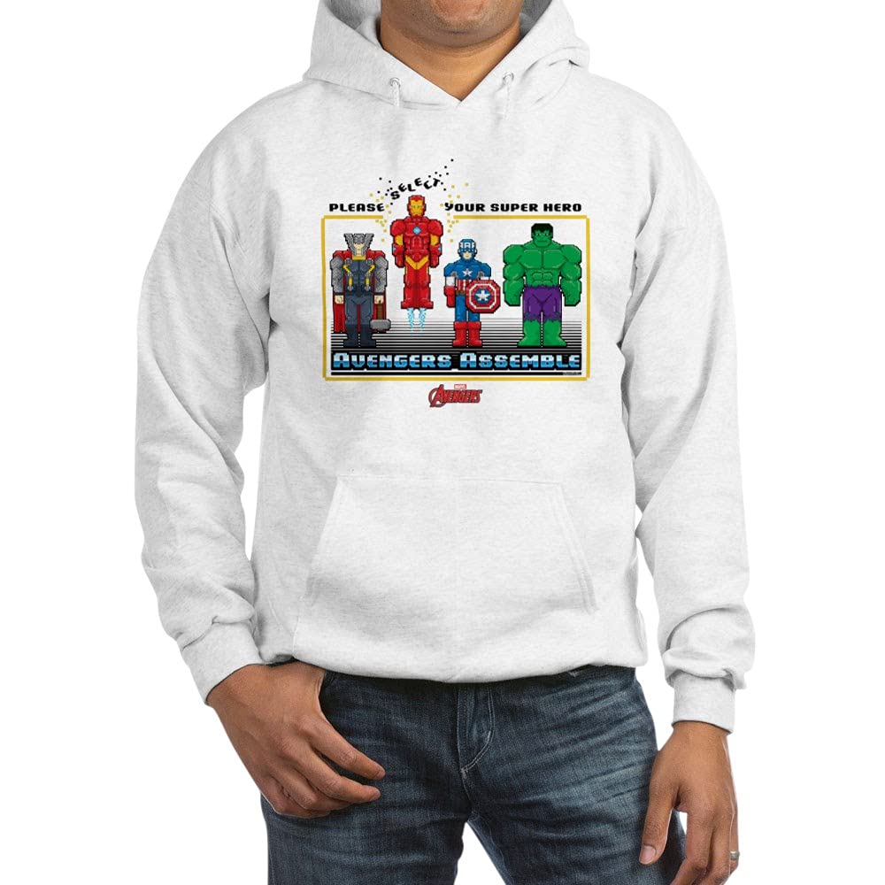 8 Bit Avengers Graphic Hooded Sweatshirt | Marvel Superhero Pullover | Casual Gaming & Comic Fan Apparel for Men & Women