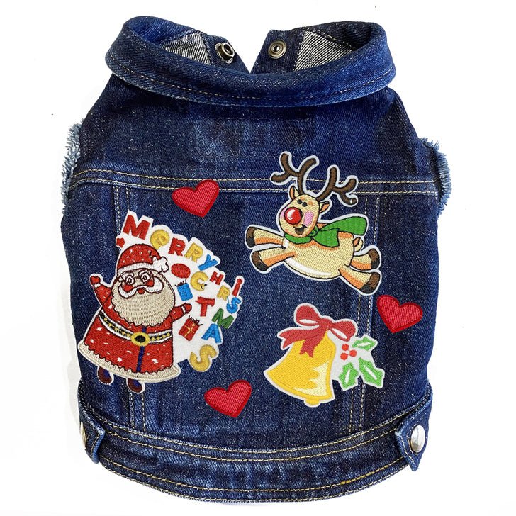 Festive Christmas Denim Jacket with Jingle Bells - Holiday Party Outfit, Family Photo Shoot, Winter Street Style Fashion