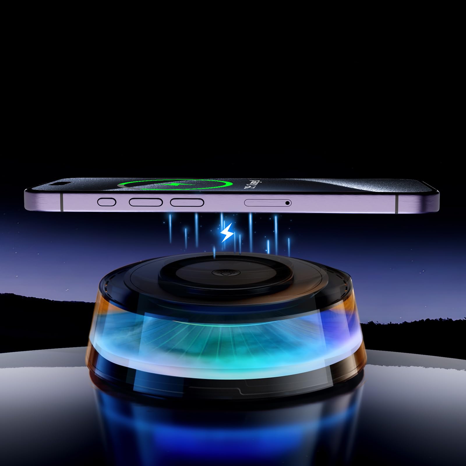2025 Smart Car Air Freshener with 15W Wireless Charger & 7-Color Mist - for Car Diffuser & Aromatherapy