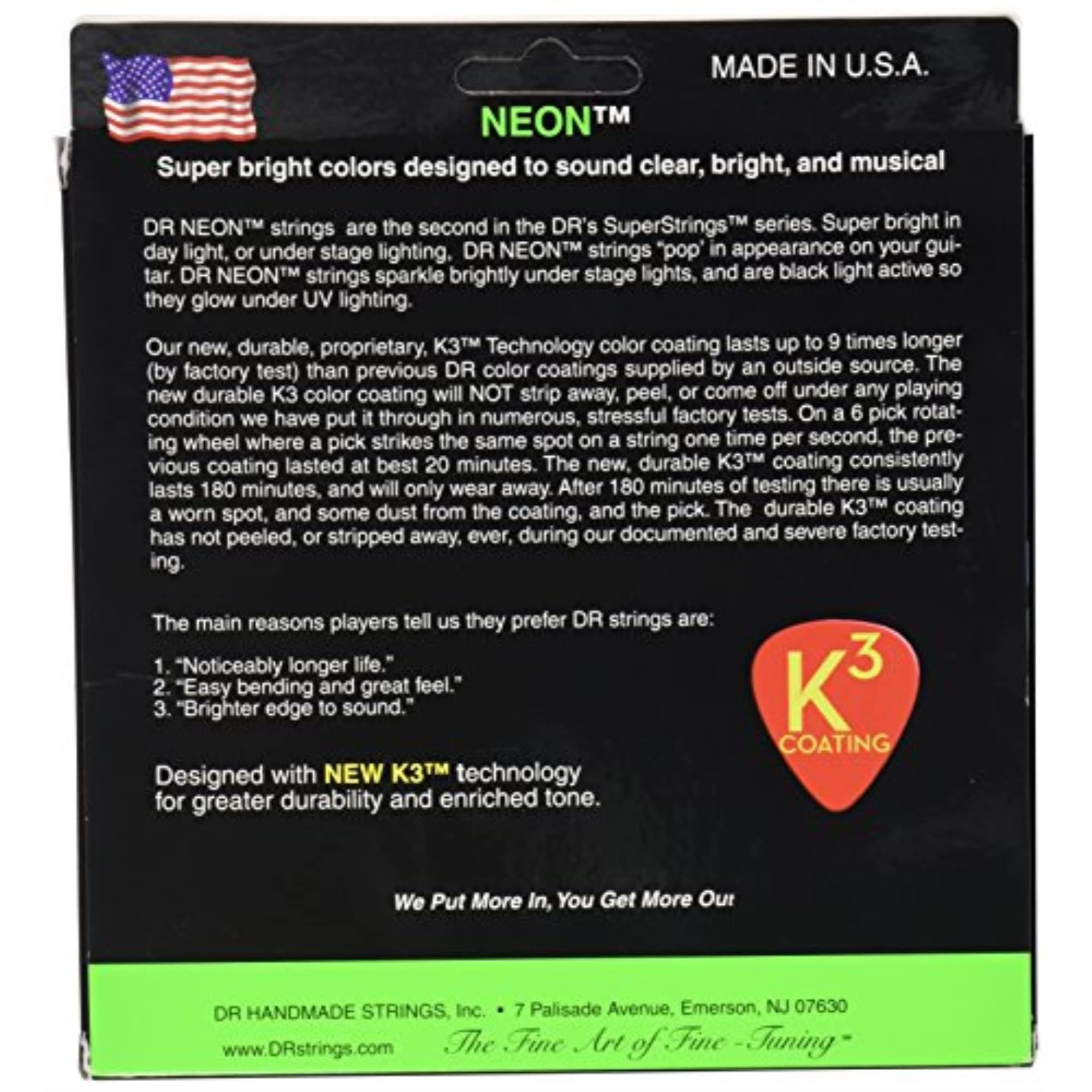 DR Strings NGB5-45 Hi-Def Neon Green K3 Coated Bass Guitar Strings - .045-.125 Medium 5-String Set for Rock, Metal & Studio Recording | Long-Lasting Bright Tone & Enhanced Durability