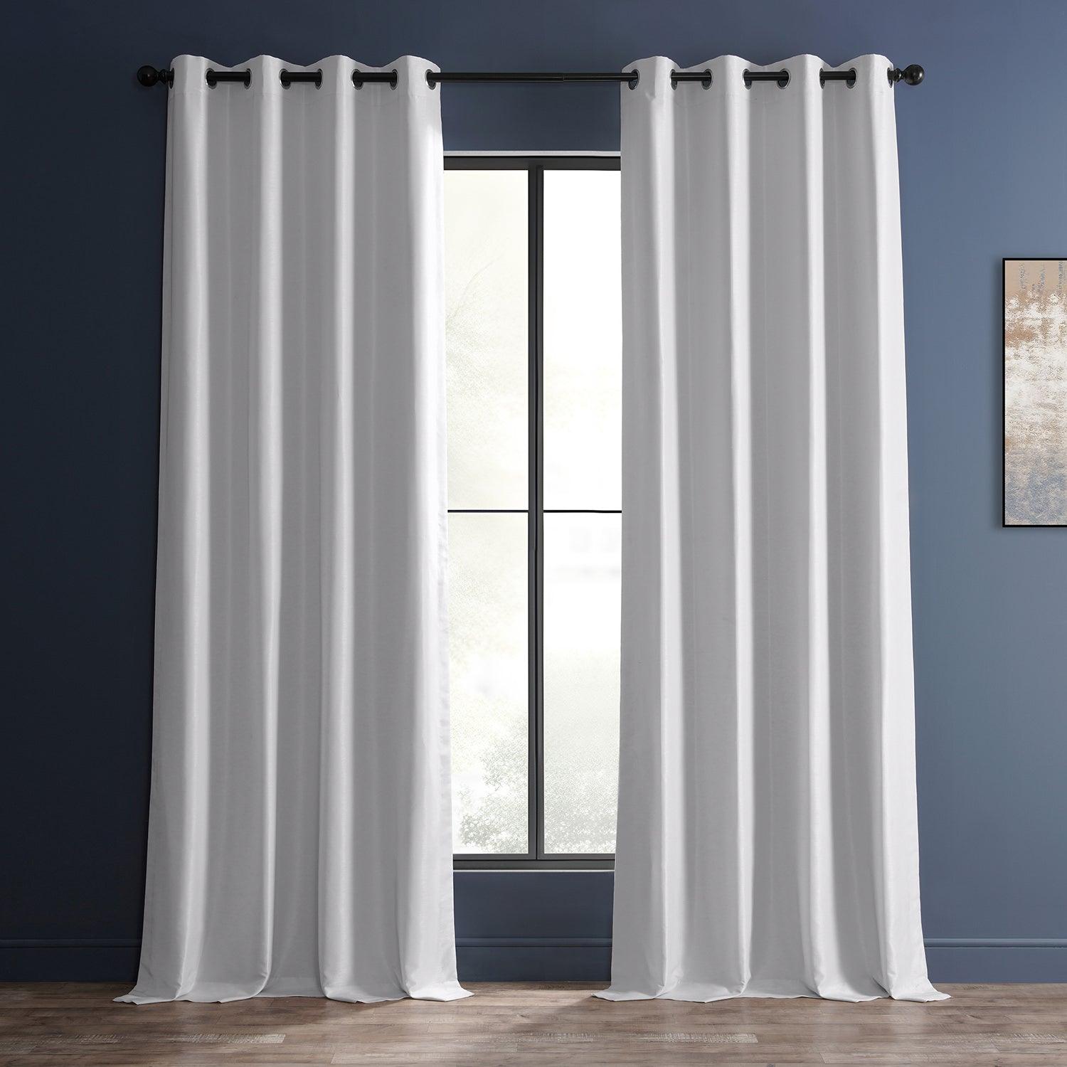 Vintage Textured Faux Dupioni Silk Blackout Curtain with Ice Grommet - Elegant Window Treatment for Living Room & Bedroom