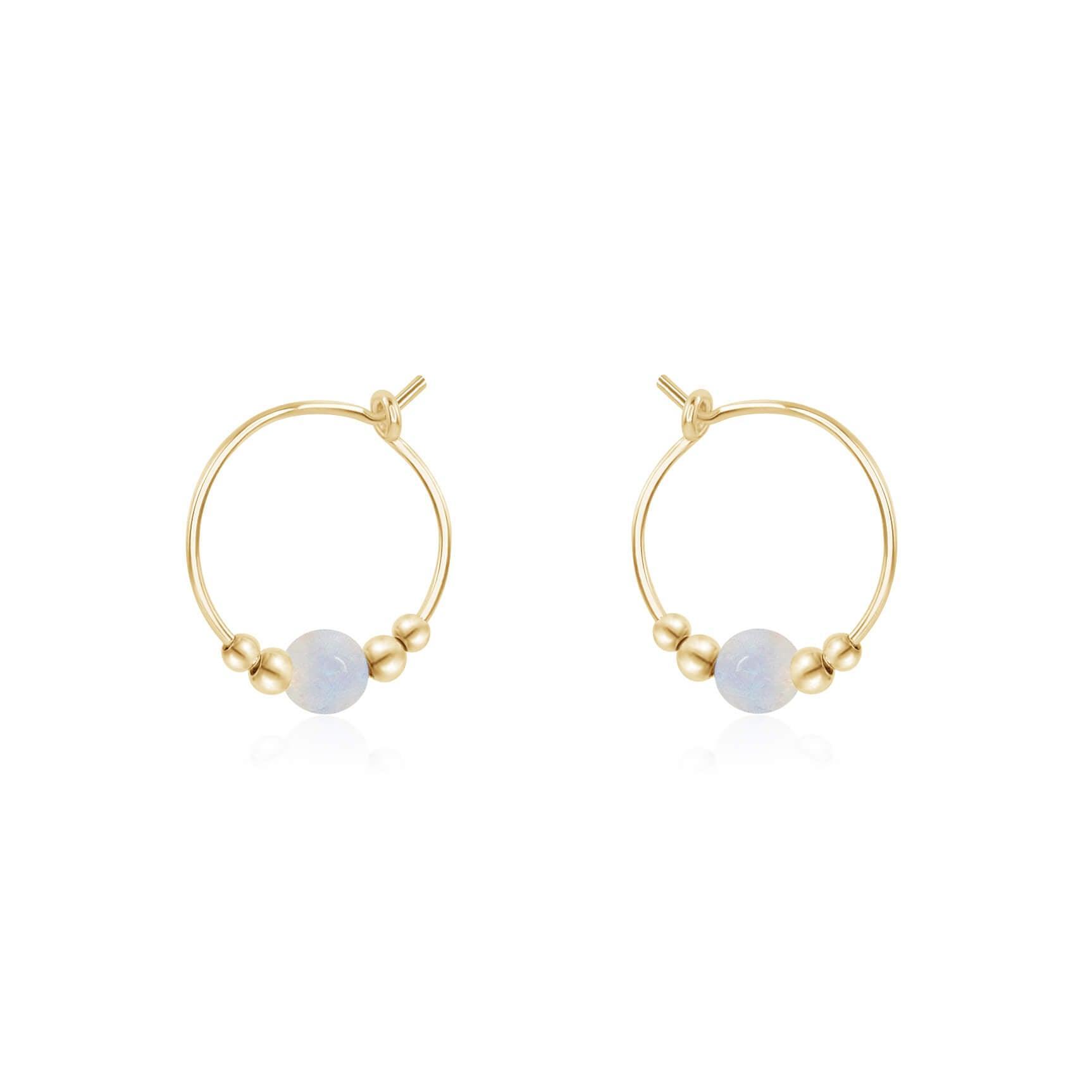 Rainbow Moonstone Beaded Hoop Earrings - Dainty & Elegant Jewelry for Women, Perfect for Everyday Wear, Parties & Special Occasions