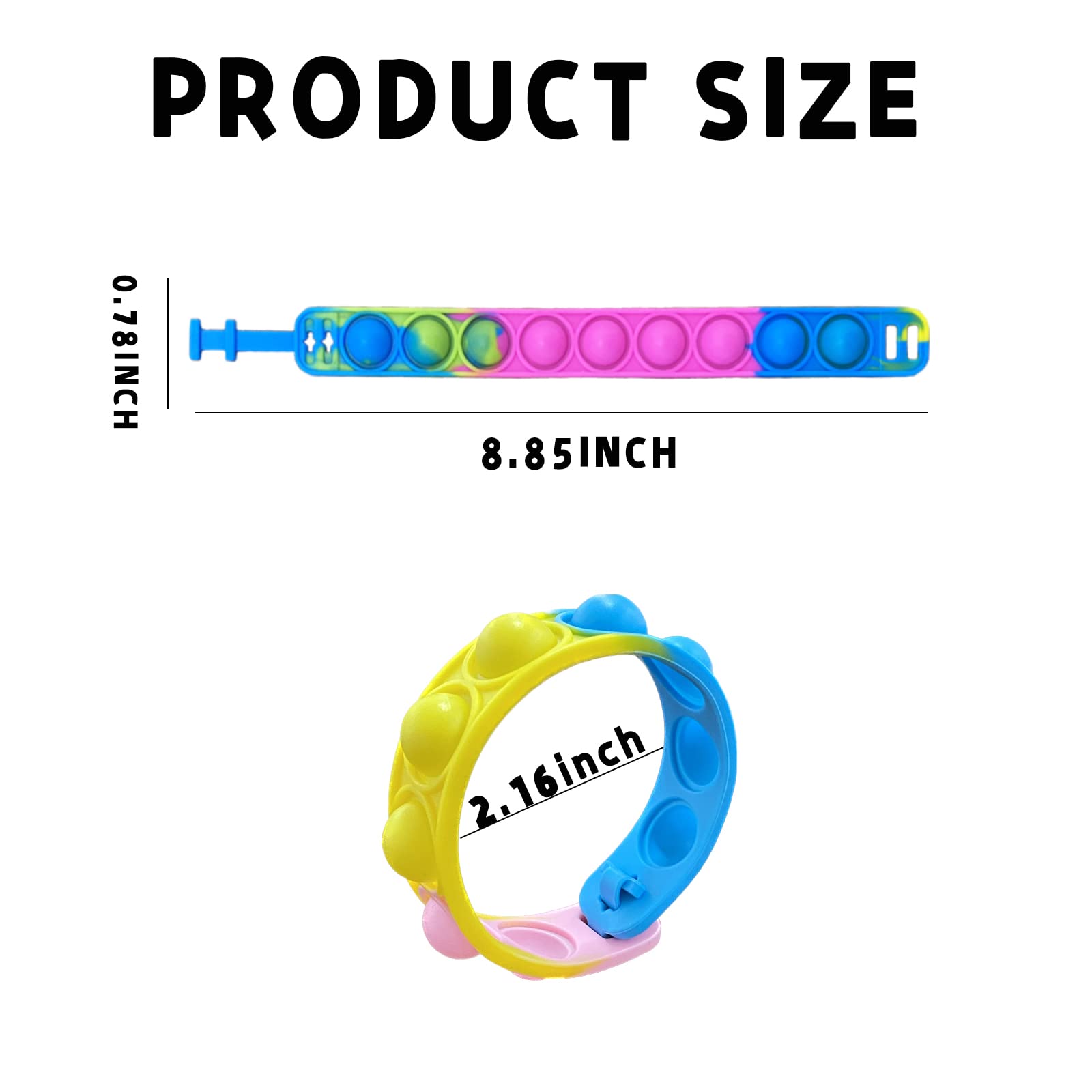 100pcs Rainbow Pop Bracelet Bubble Fidget Toys Pack - Adjustable Silicone Stress Relief Bracelets for Kids & Adults - Perfect for Classroom, Office, Party Favors & Sensory Play