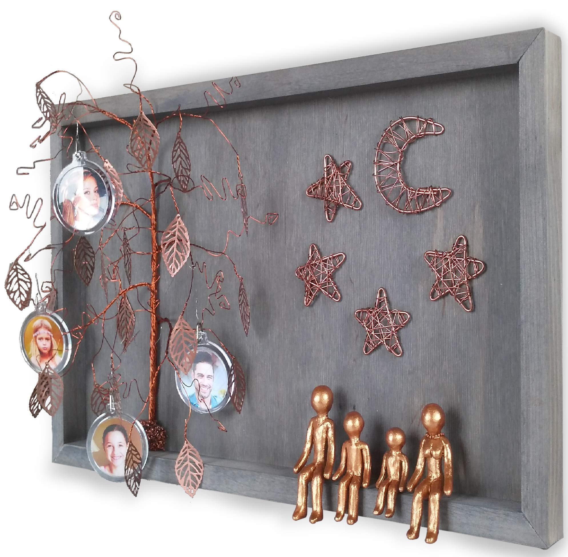Unique Wedding Anniversary Gifts for Inlaws - Bronze Family Picture Frame Collage & Willow Tree Figurines Set (4th, 7th, 8th, 19th, 21st Year) - Perfect for Grandparents, Home Decor & Wall Charmers - Ideal for Family Reunions, Living Room Displays & Special Occasion Presents