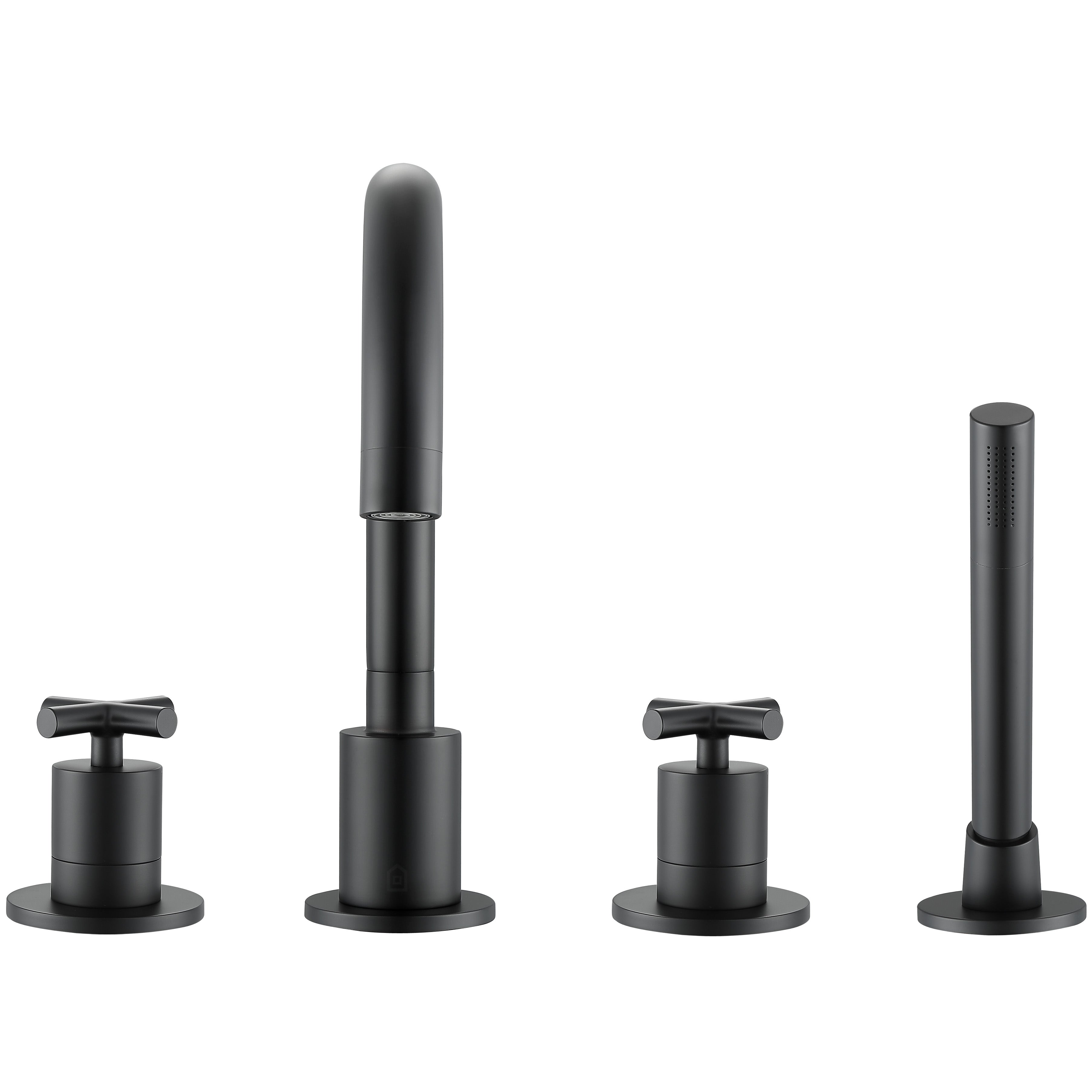 Premium Matte Black Ava Two-Handle Roman Tub Faucet - Durable Brass Construction, Water-Efficient Design for Bathroom & Spa Relaxation