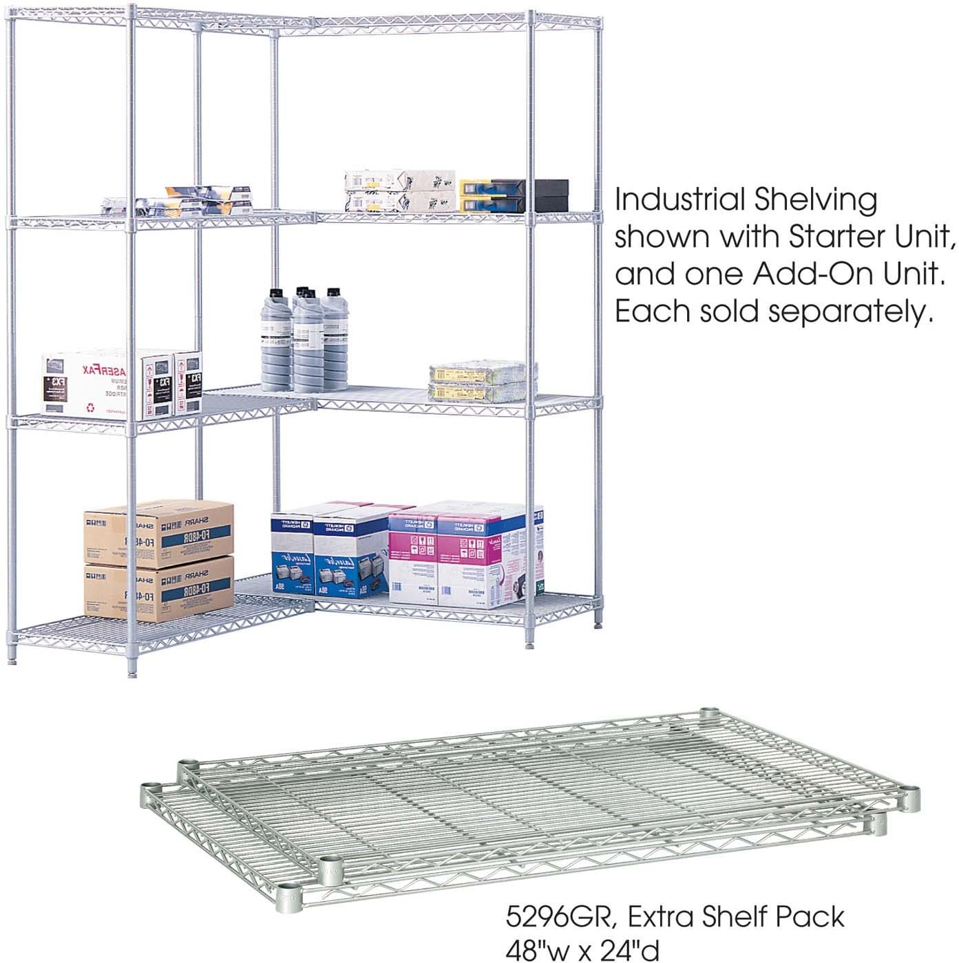 Heavy Duty Industrial Wire Shelving Rack - 48 x 24 Inches, 2 Pack - Commercial Grade Metal Storage Shelves for Garage, Warehouse & Pantry Organization