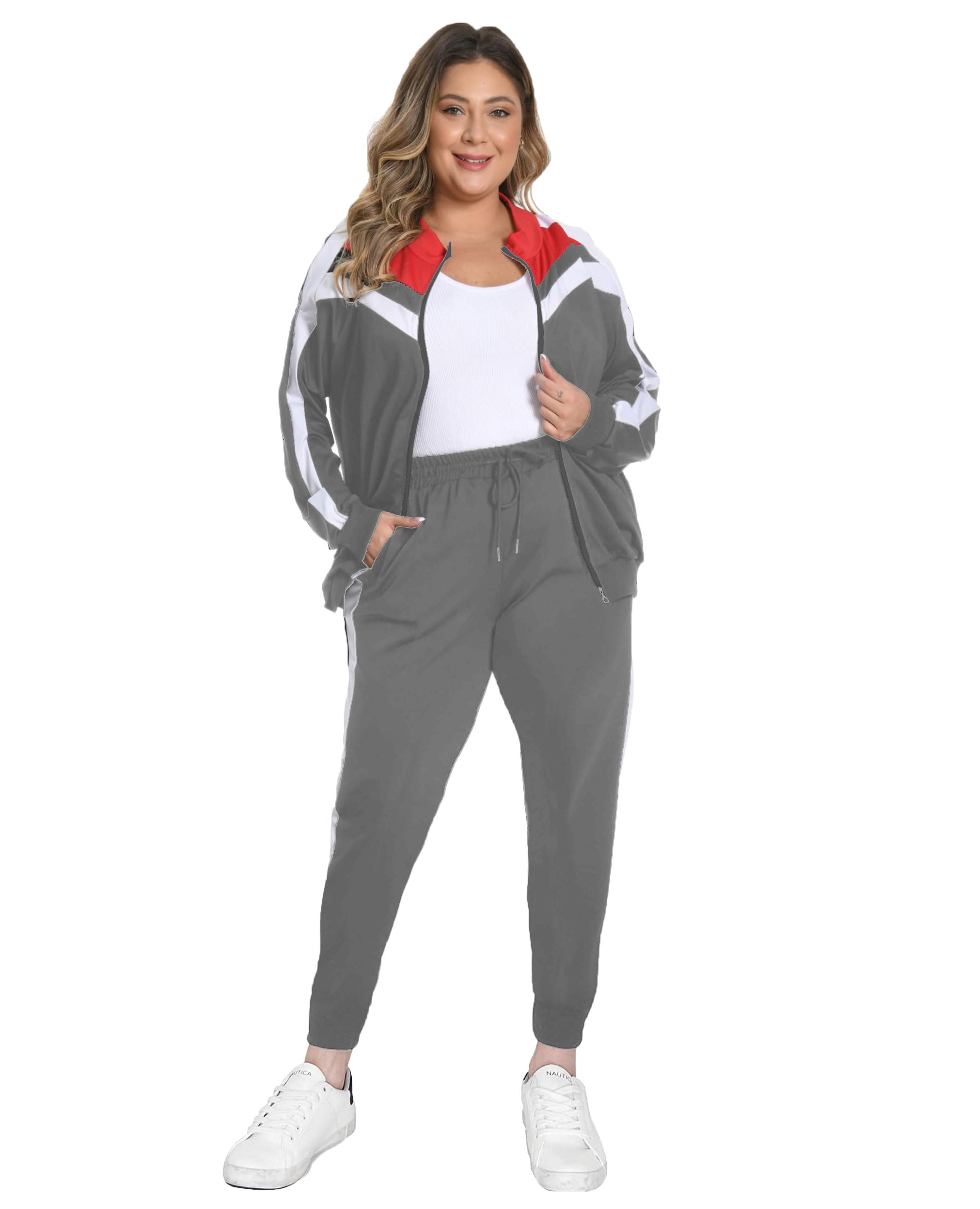 Remxi Women's 2-Piece Workout Sets - Jogging Sweat Suits with Tops & Long Sweatpants | Gym Tracksuit for Running, Yoga & Fitness | Comfortable Athletic Outfit for Women
