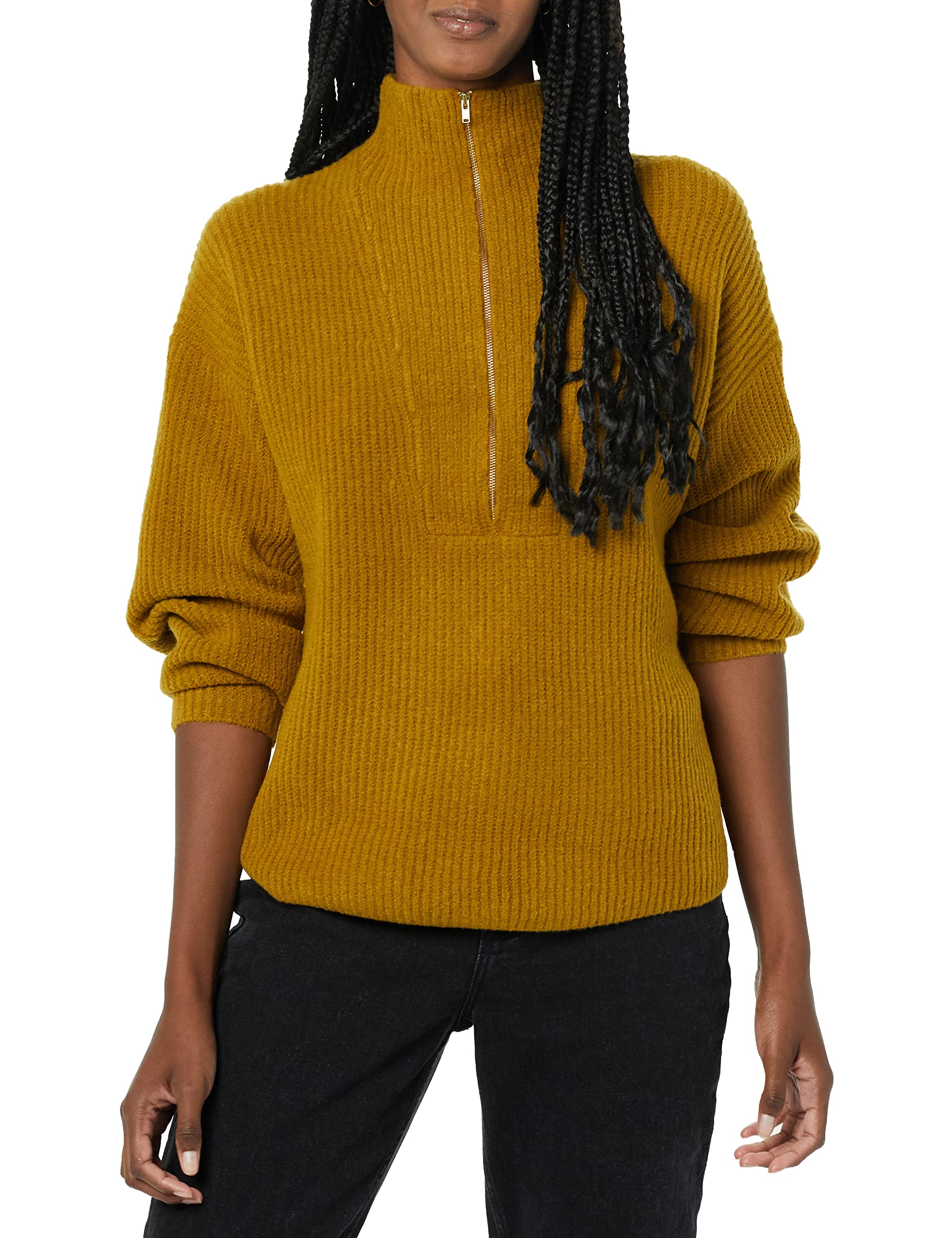 Amazon Essentials Women's Half Zip Polo Collar Sweater - Stretchy Mid Gauge Knit for Dressy Casual Wear - Perfect for Office, Date Night & Fall Layering