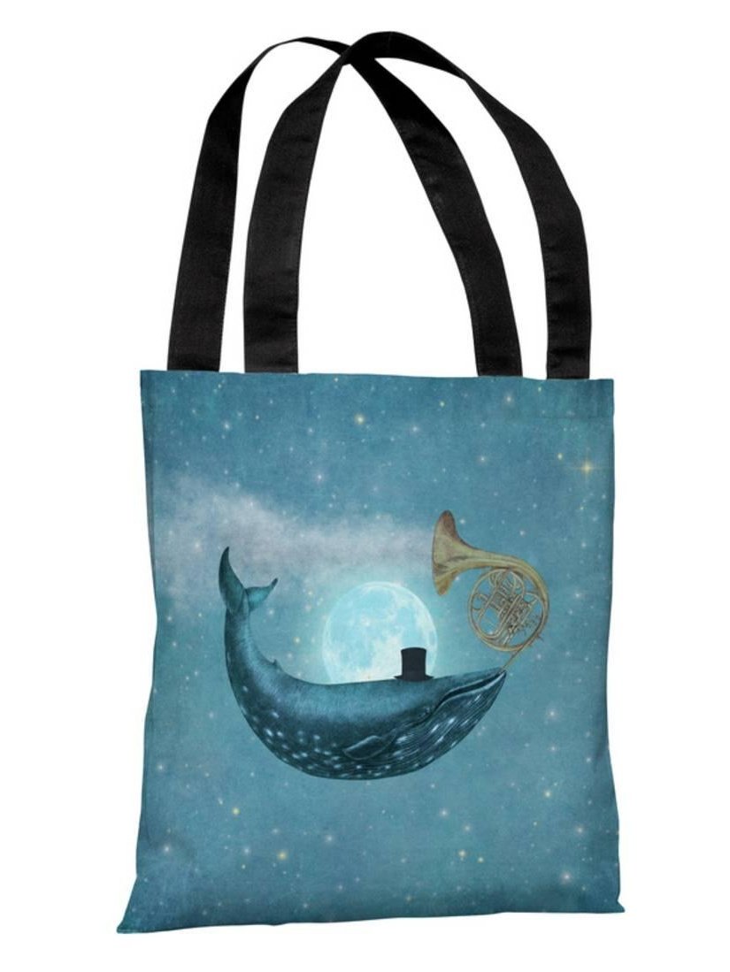 One Bella Casa 82570TT18P 18-Inch Polyester Tote Bag with Cloud Print - Multi-Color Terry Fan Design - Perfect for Beach, Shopping & Travel Accessories