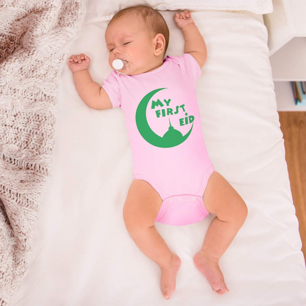 My First Eid Arabic Baby Bodysuit - Cute Rascals Cotton Onesie for Newborn Boys & Girls - Royal Blue Funny Design - Perfect for Eid Celebrations & Family Photos