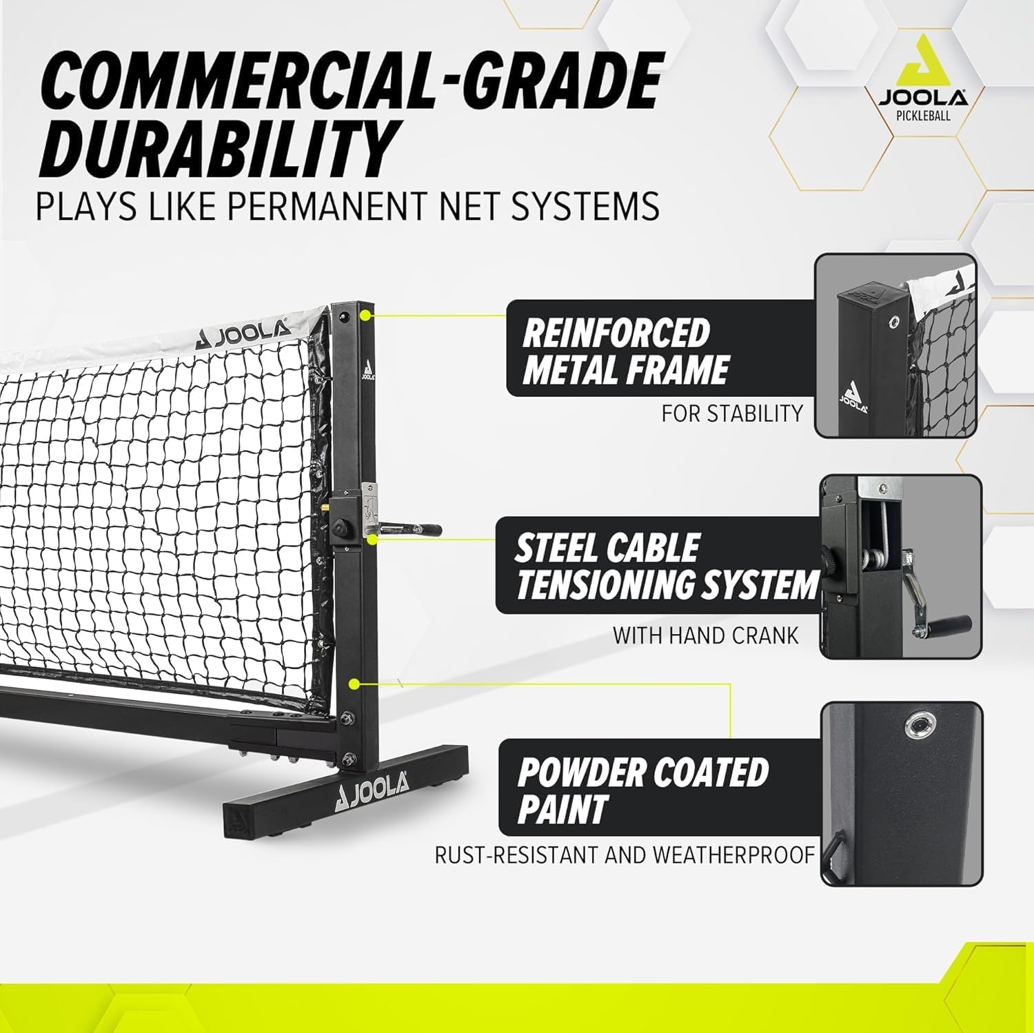 JOOLA Pro Pickleball Net (Small) - Portable & Regulation Size for Outdoor/Indoor Games - Perfect for Backyard, Court & Tournament Play
