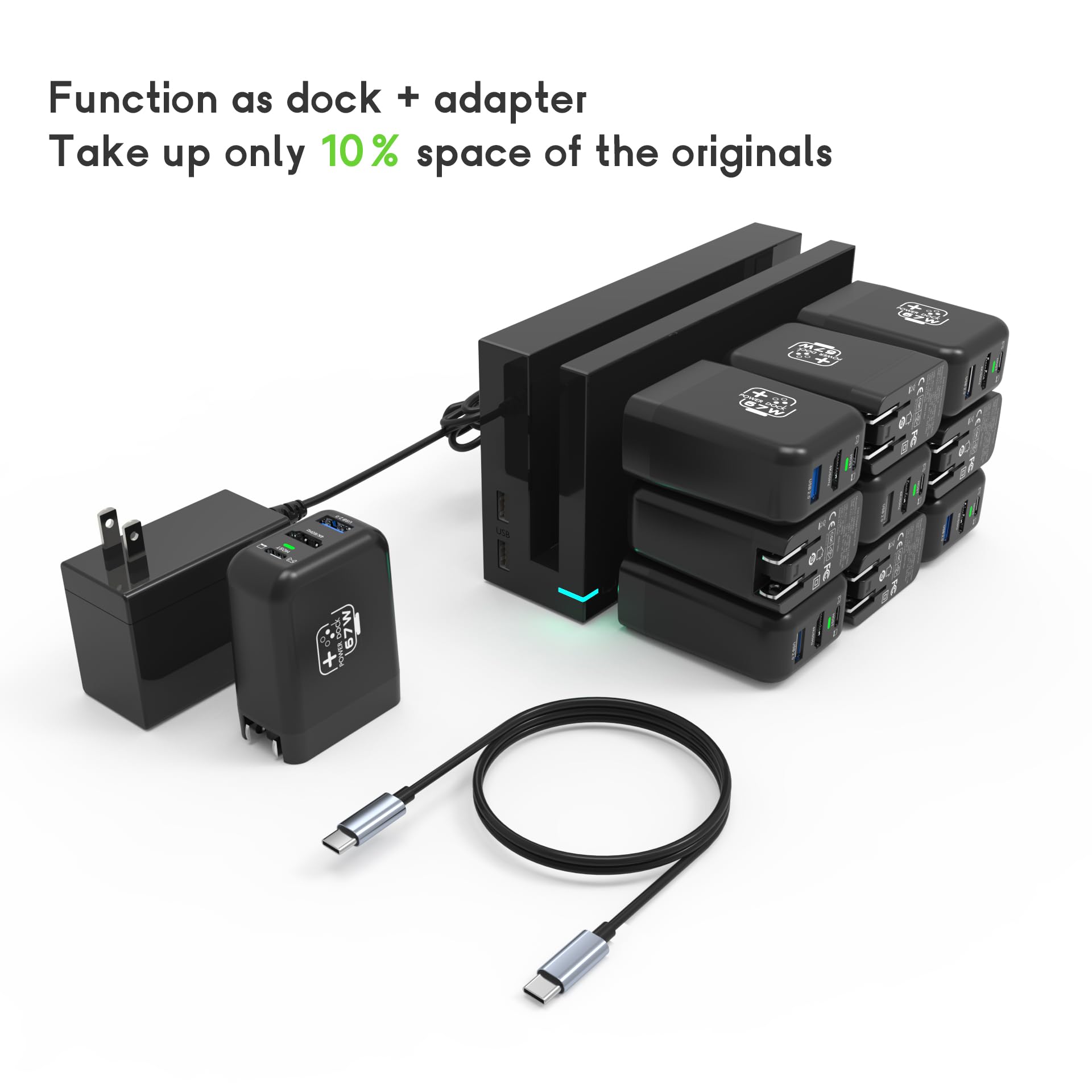 **Mirabox 67W Portable Dock Charger for Nintendo Switch – Compatible with Switch OLED, Steam Deck, ROG Ally, Samsung Dex, iPad & MacBook – 4K 60Hz USB-C TV Docking Station with Charging & HDMI Output – Perfect for Gaming, Work & Travel**