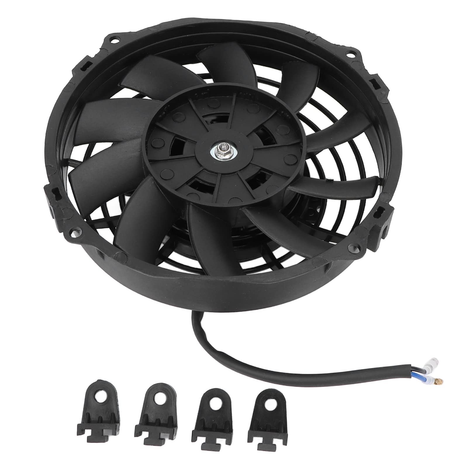 Akozon 12V 7 Inch Slim Electric Radiator Cooling Fan - 10 Blade Black DC Fan for 150cc 200cc ATV, Dirt Bike & Quad Oil/Water Cooler | Perfect for Off-Road, Racing & Motorcycle Engine Cooling