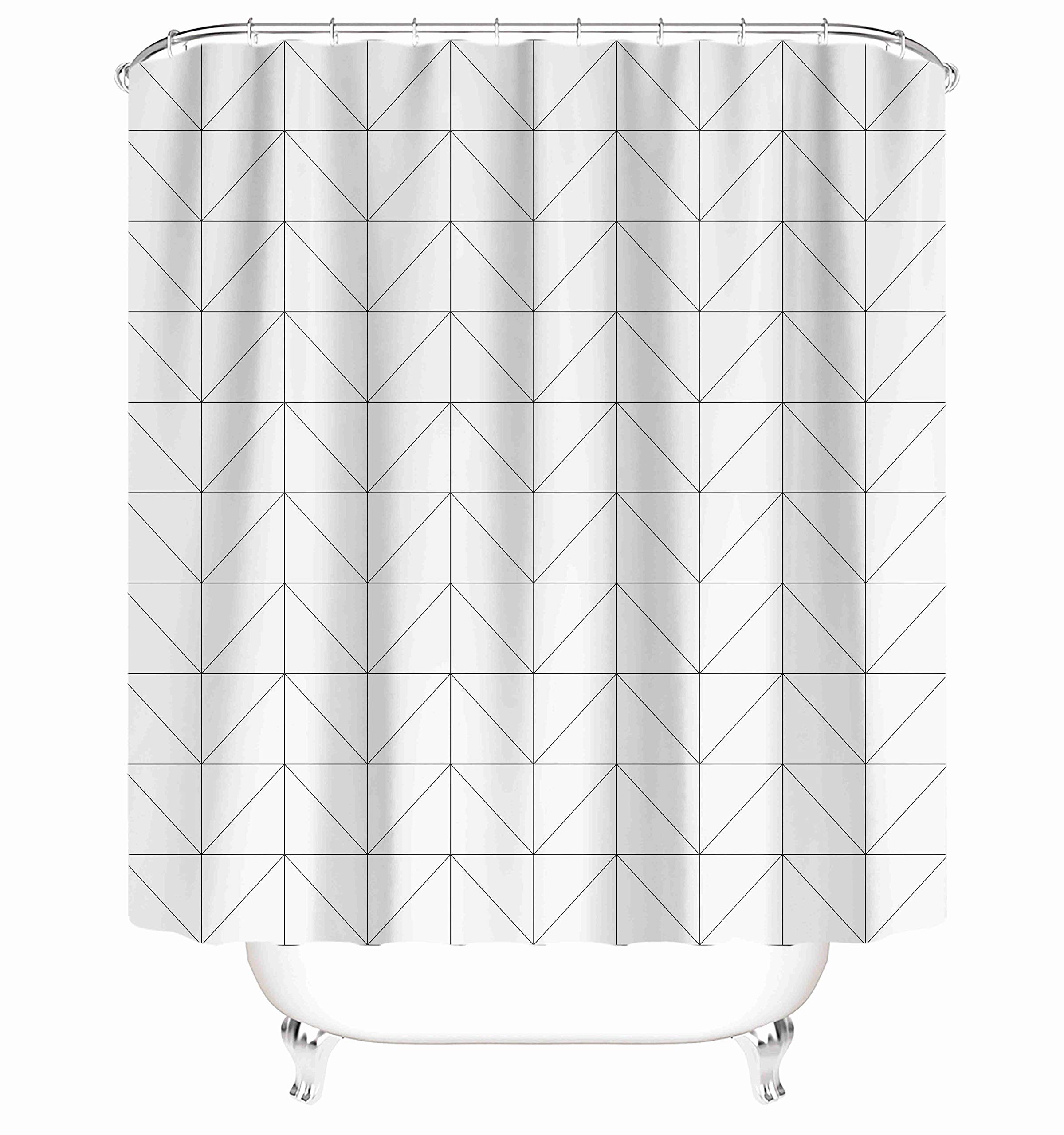 Taysta Fabric Shower Curtain 72x72 Inches - Modern Geometric Triangle Design with Hooks, White Arrow Abstract Pattern, Waterproof Bathroom Decor for Minimalist Home | Perfect for Small Bathrooms & Contemporary Spaces