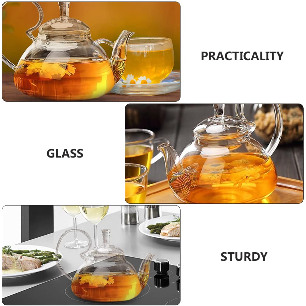 Glass Teapot with Infuser - Heat Resistant Tea Maker Kettle for Home, Hotel & Office - Perfect for Loose Leaf Tea, Herbal Tea & Iced Tea Brewing