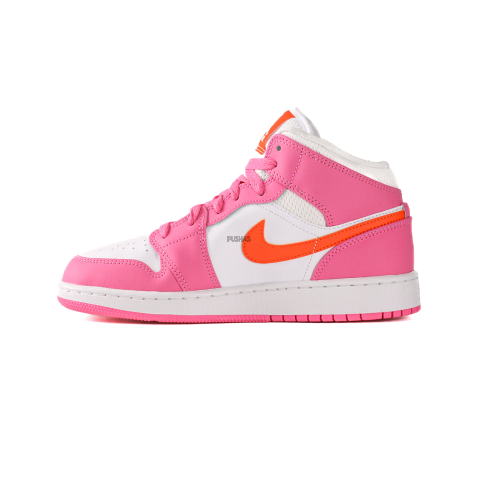 Air Jordan 1 Mid 'Pinksicle Safety Orange' GS Sneakers (2022) - Basketball Shoes for Girls, Casual Streetwear Fashion - Perfect for School, Sports & Everyday Wear