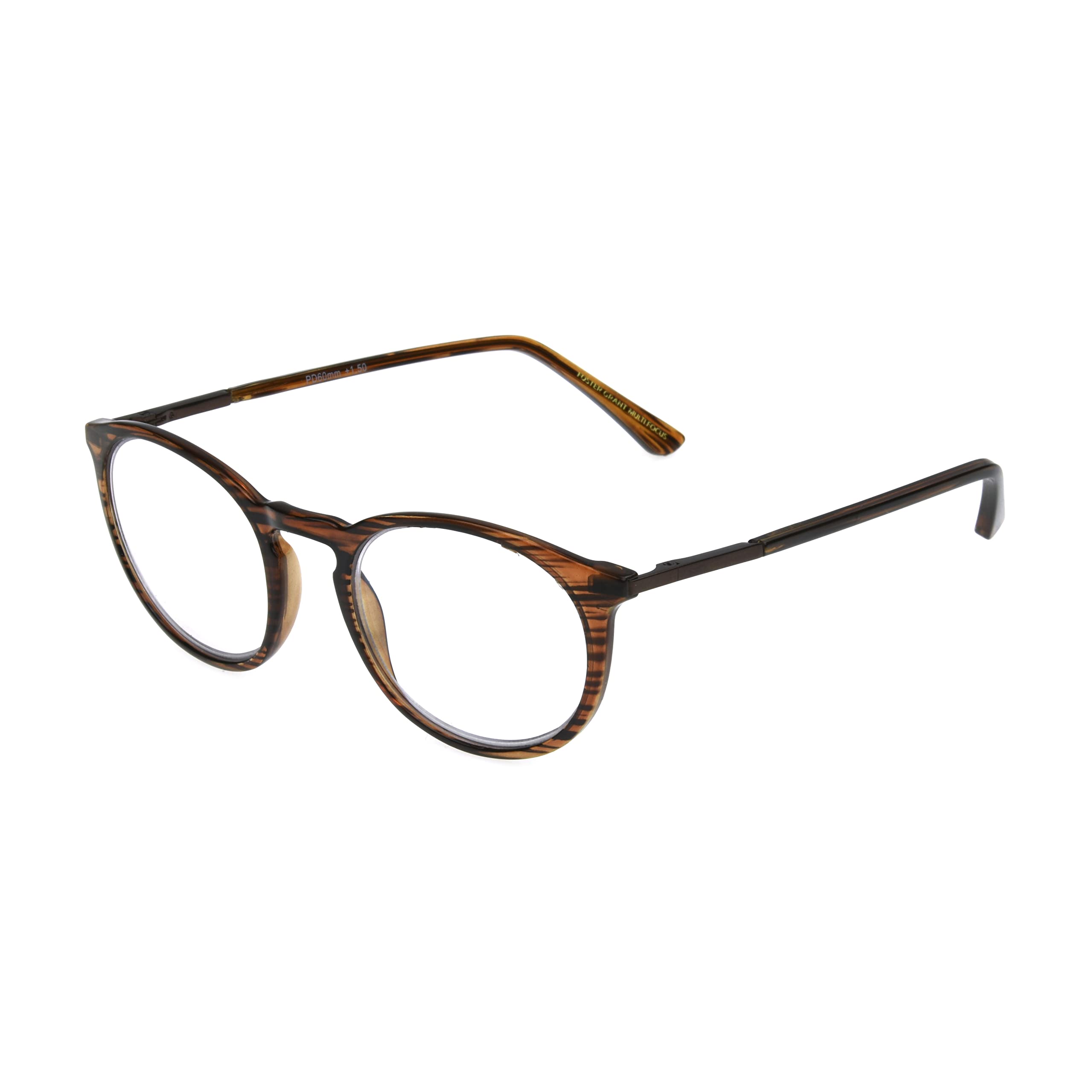 Foster Grant McKay Blue Light Blocking Reading Glasses - Round Frame Multifocus Computer Glasses for Men & Women - Reduce Eye Strain for Work, Reading & Screen Use