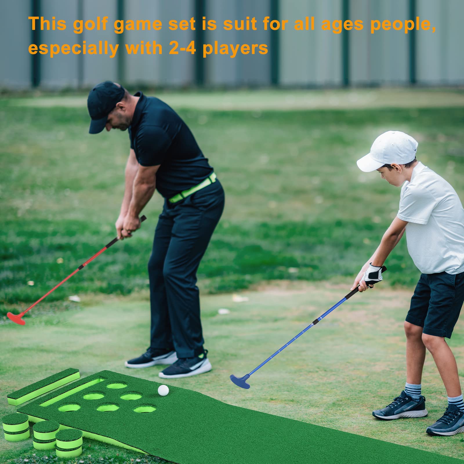Premium Golf Pong Putting Game Set - 9.8ft Indoor/Outdoor Putting Green Mat with 2 Putters & 8 Golf Balls - Perfect for Office, Backyard, Party & Home Practice - Includes Convenient Carrying Bag - Great Gift for Golf Enthusiasts