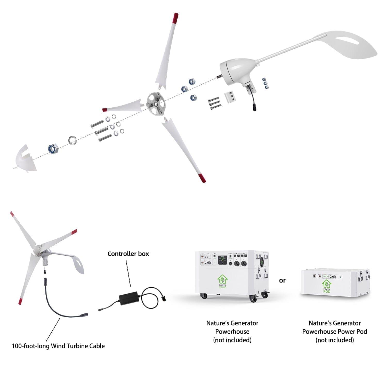 Refurbished Nature's Generator Powerhouse Wind Turbine - Portable Renewable Energy System for Off-Grid Living, Camping & Emergency Power Backup