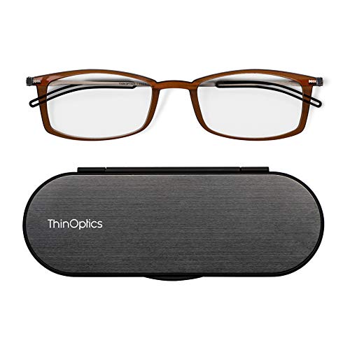 ThinOptics Rectangular Reading Glasses - Lightweight & Stylish Readers for Men & Women - Perfect for Reading, Work, and Travel