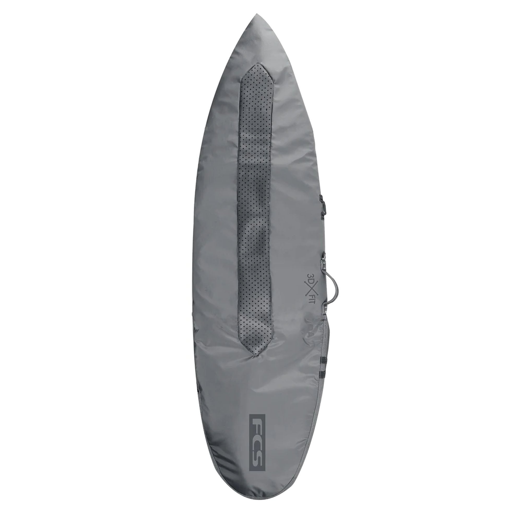 FCS 3DxFit Day All Purpose Surfboard Bag - Waterproof Protective Cover for Shortboards & Longboards - Perfect for Travel, Storage & Beach Days (Steel Grey)