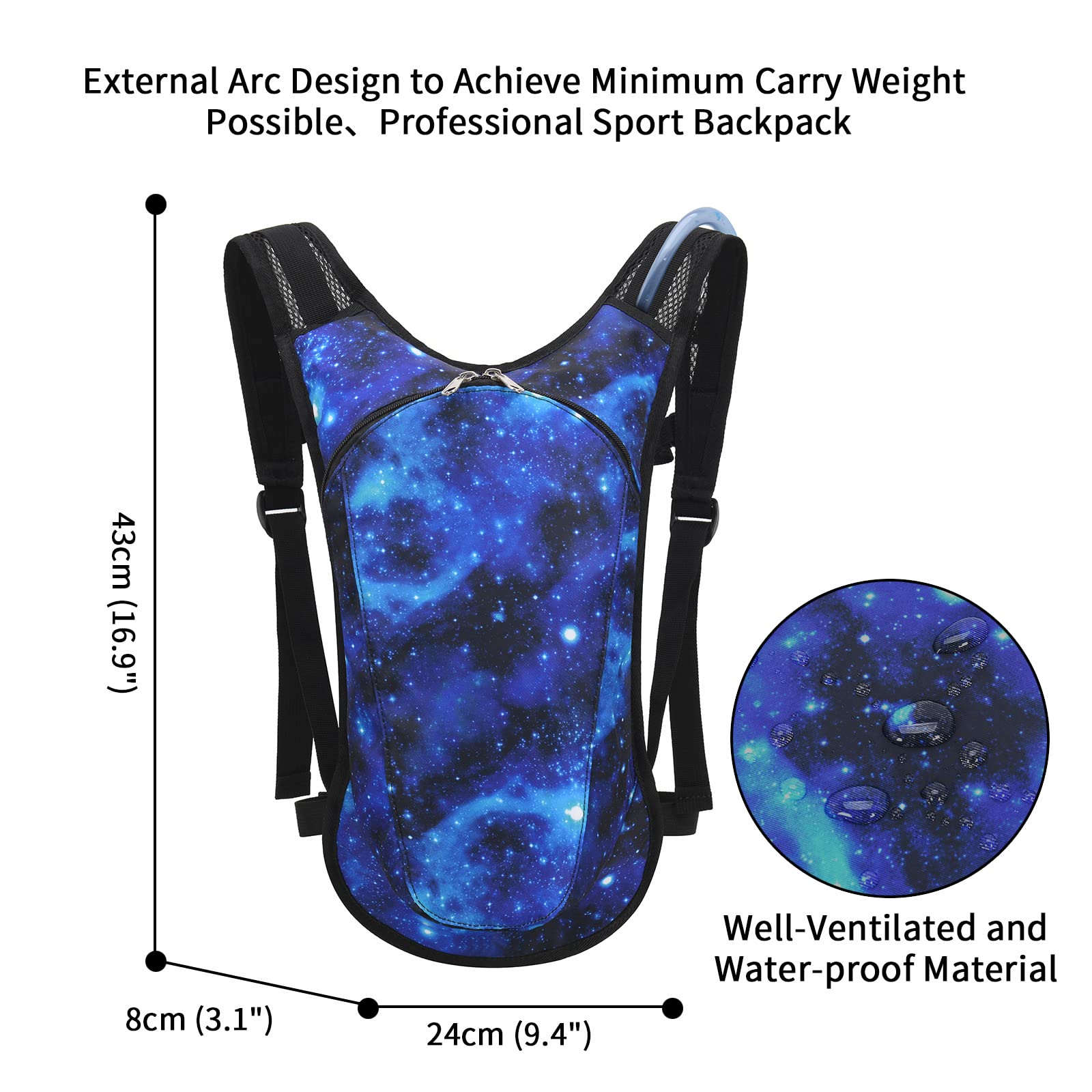 2L Hydration Backpack with Leak-Proof Bladder - Lightweight Water Pack for Running, Hiking, Cycling & Outdoor Activities | Perfect for Men & Women at Music Festivals, Marathons & Adventure Sports