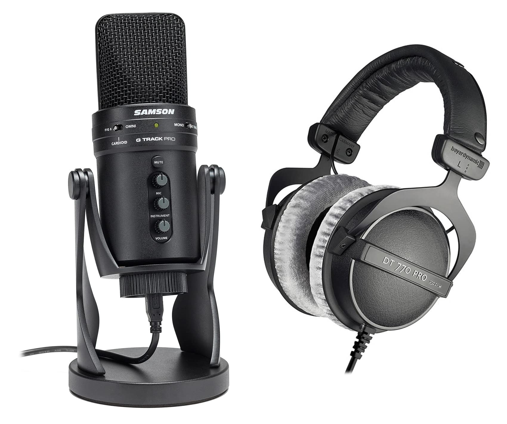Best SAMSON G-Track Pro USB Podcasting Microphone with Audio Interface & Beyerdynamic Headphones Bundle - Professional Studio Recording for Podcasts, Streaming & Music Production
