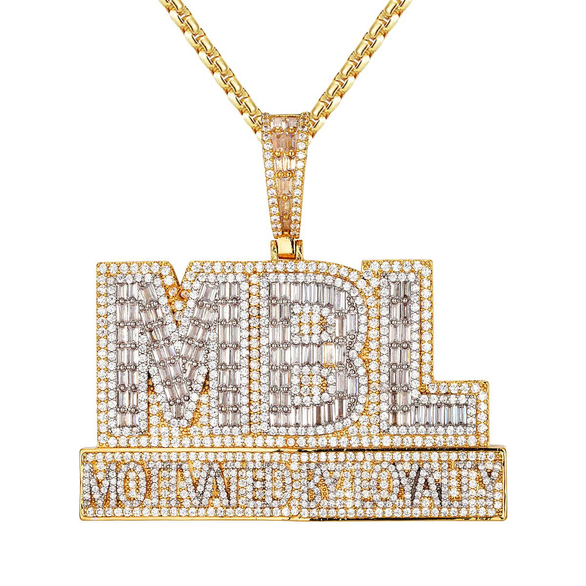 Men's Custom Icy Hip Hop Baguette MBL Loyalty Pendant - Perfect for Streetwear, Rap Fashion & Jewelry Gifts