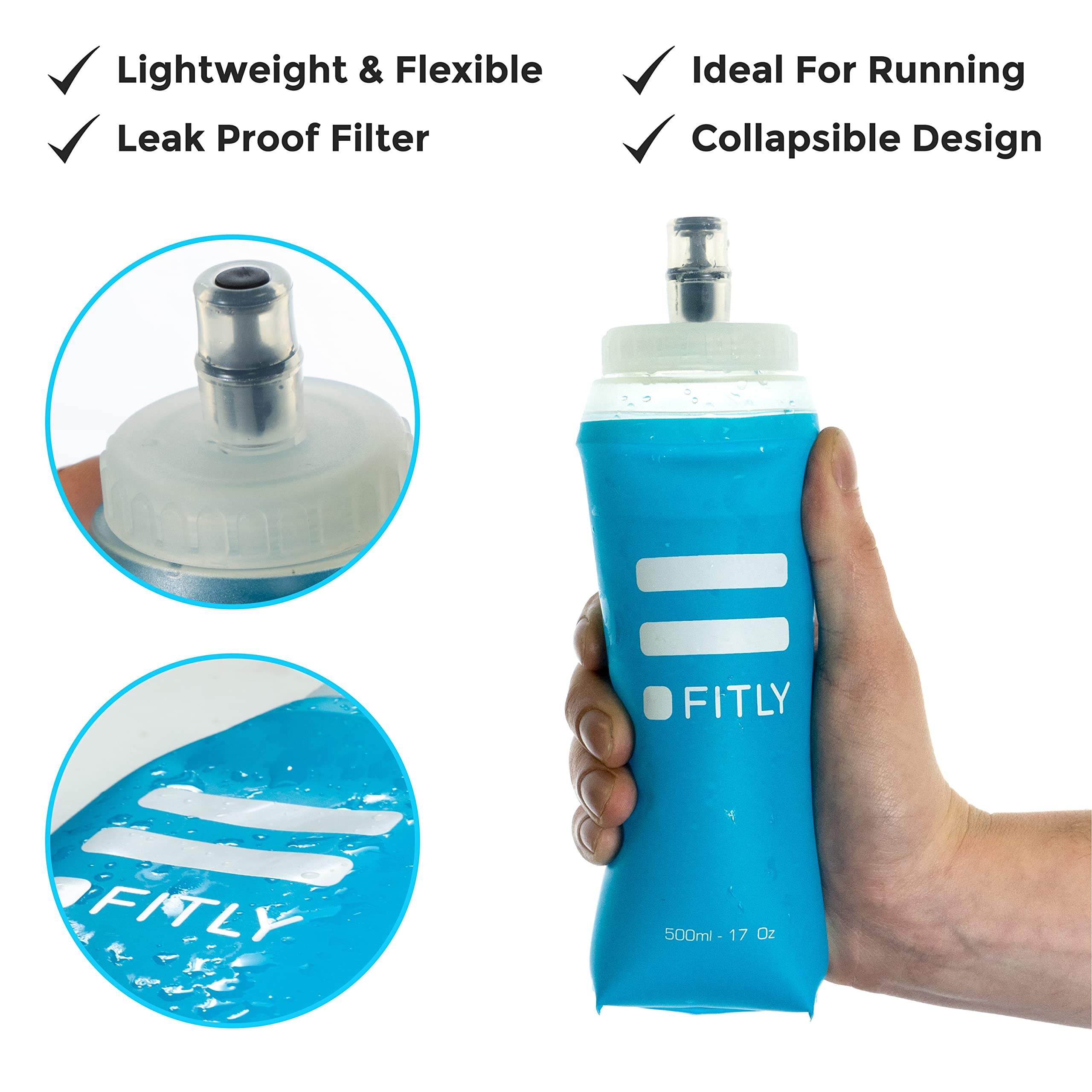 Collapsible Soft Flask - Hydration Bottle for Running, Hiking & Cycling - Compact Water Bottle for Outdoor Sports