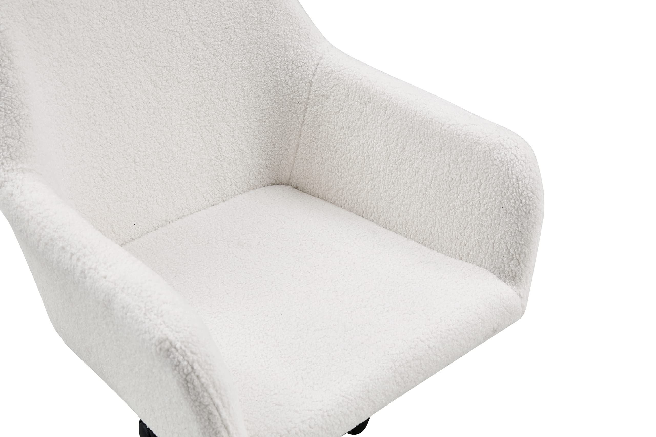 HomVent White Faux Fur Swivel Chair with Wheels - Adjustable Height Modern Plush Makeup Vanity Stool, Soft Office Desk Chair for Bedroom, Living Room & Dressing Room - Perfect for Home Decor, Beauty Salon & Cozy Reading Nook