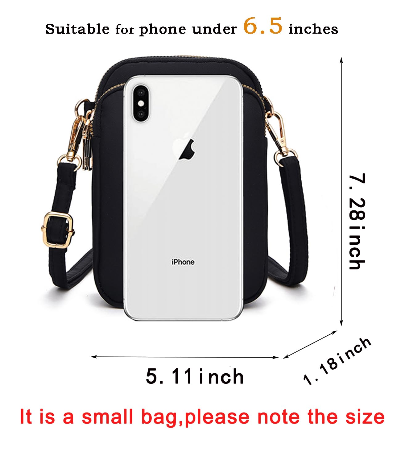 Ecohaso Women's Crossbody Phone Bag - Waterproof Nylon Mini Purse with 3 Zipper Pockets & Adjustable Strap | Perfect for Travel, Shopping, and Everyday Use