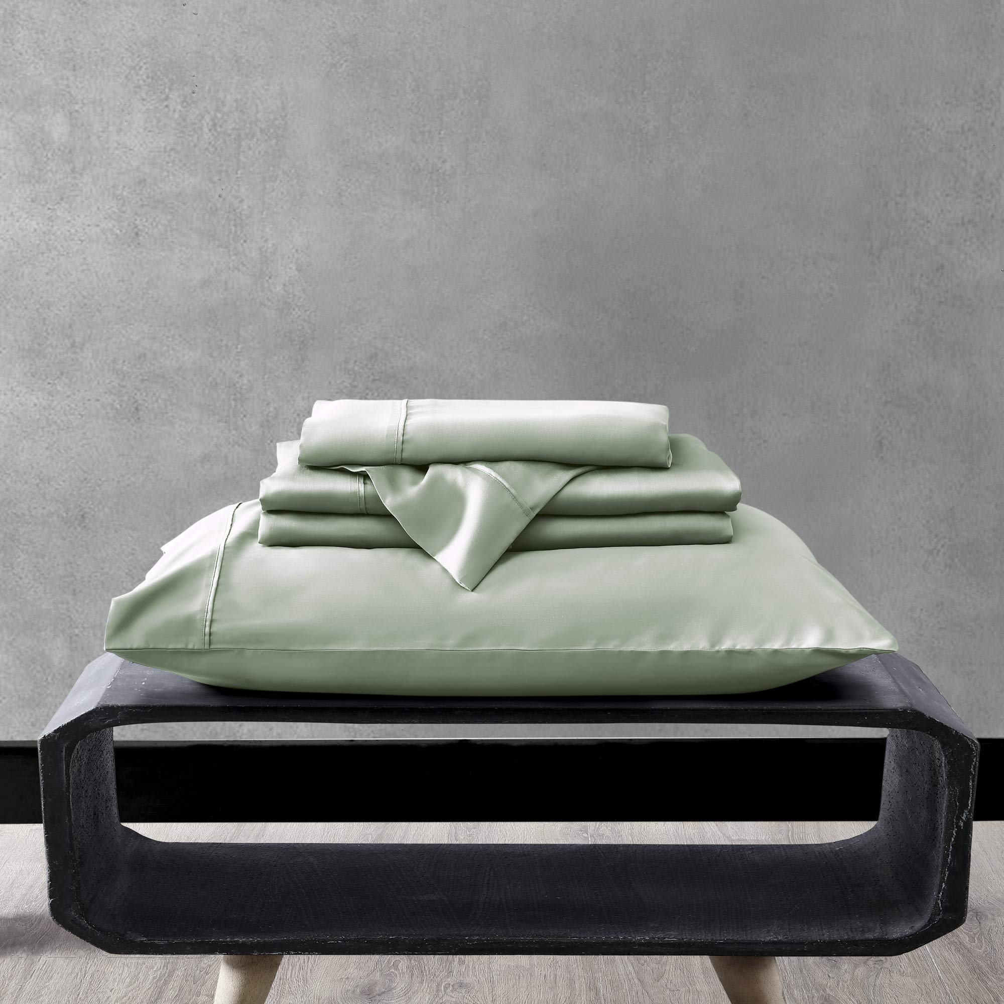 Premium 100% Tencel Modal Sateen Sheet Set - Luxuriously Soft, Breathable & Cooling Beech Tree Fiber Bedding - King Size Mint Green - Perfect for Hot Sleepers & Eco-Friendly Home Decor