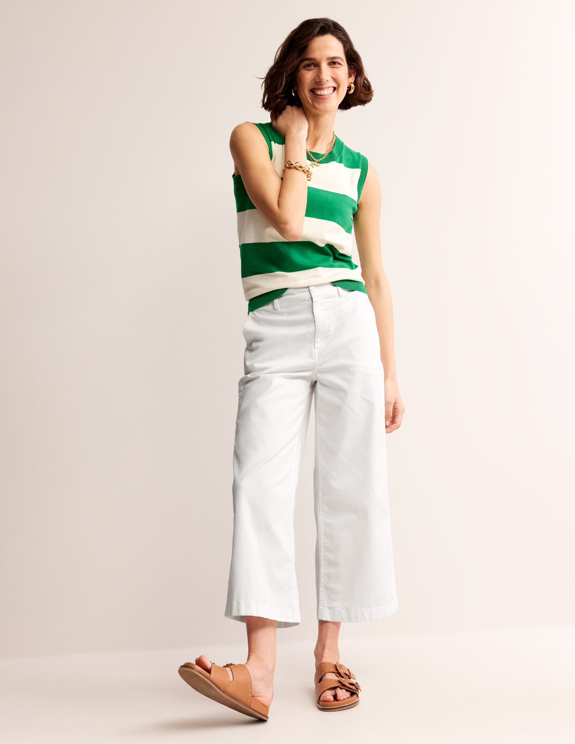 Barnsbury Crop Chino Pants for Women - White High Waisted Slim Fit Casual Trousers | Perfect for Office, Travel & Everyday Wear