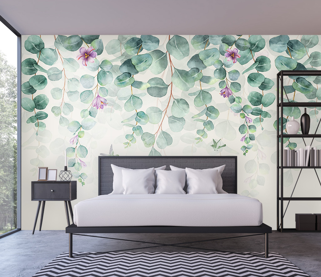 Vine Leaf Wallpaper Murals - Elegant Botanical Home Décor for Living Room, Bedroom & Dining Area | Peel and Stick Self-Adhesive Wall Covering