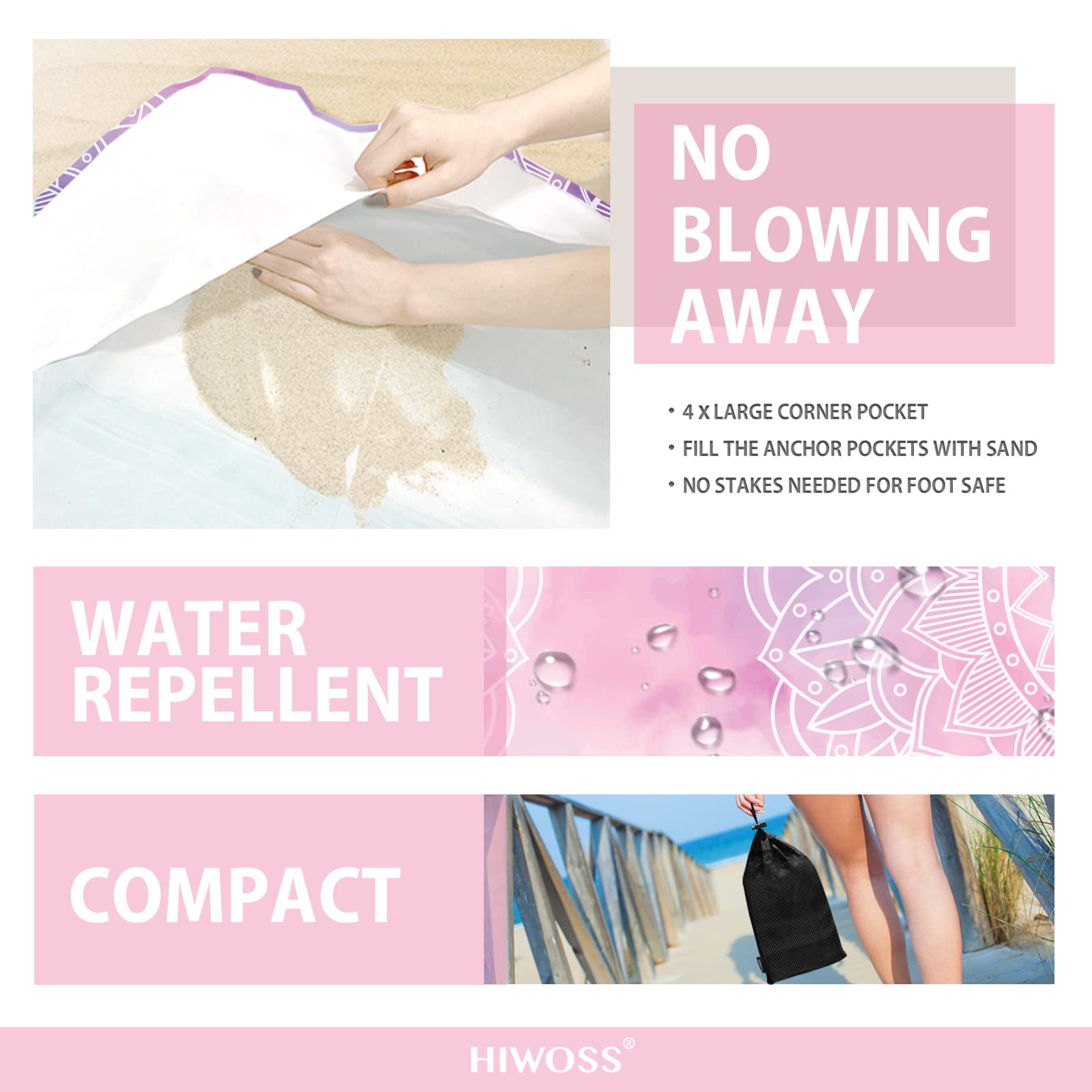 Waterproof Sandproof Oversized Beach Blanket 95