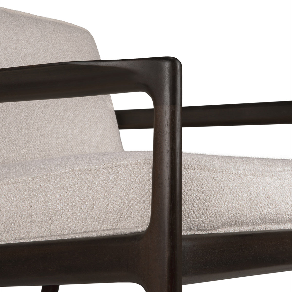 Jack Fabric Lounge Chair - Mahogany Dark Brown & Ivory Upholstery - Comfortable Modern Accent Chair for Living Room, Bedroom, or Office