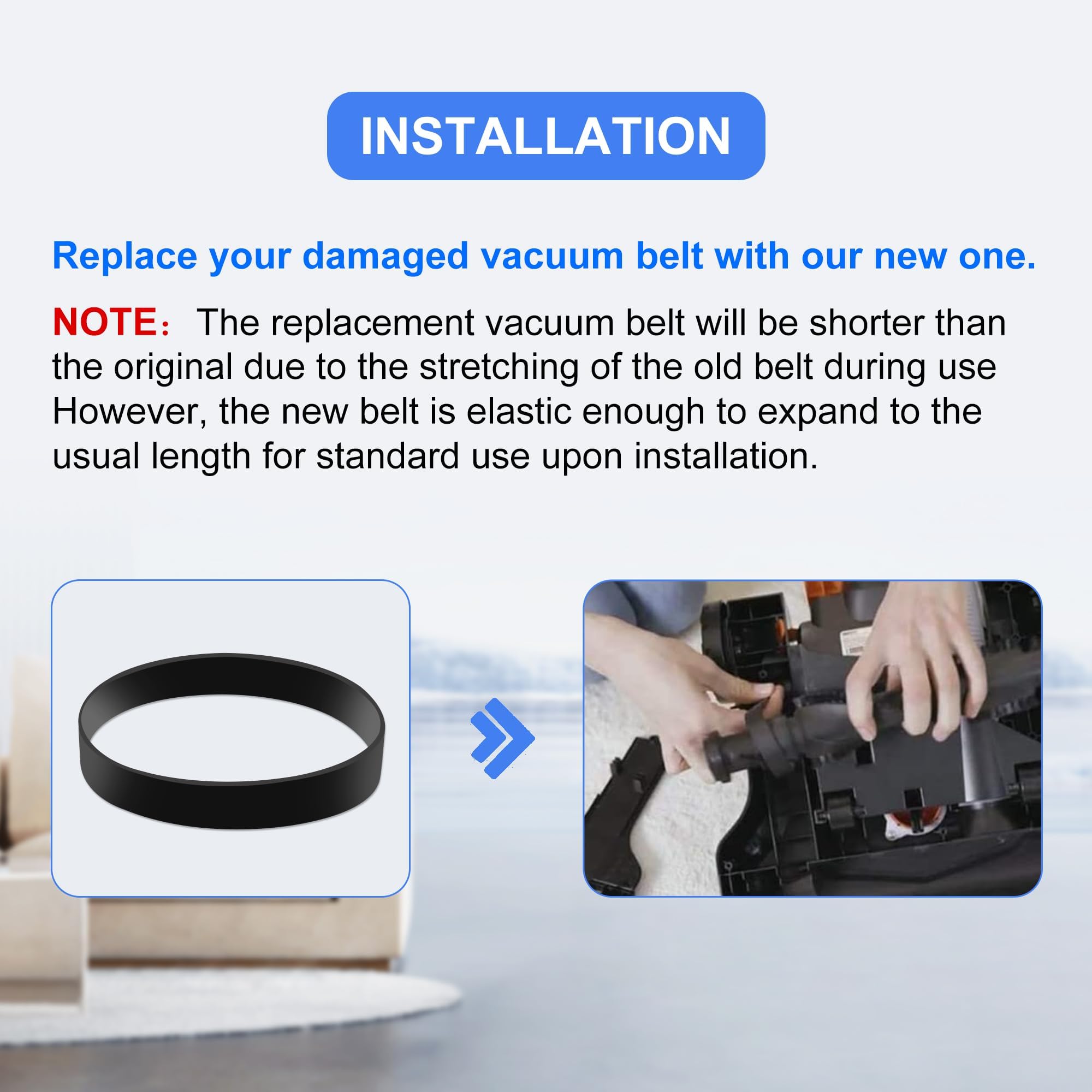 Eureka PowerSpeed Vacuum Cleaner Replacement Belt - 2 Pack (Fits Models NEU180, NEU182, NEU182A, NEU182B, NEU186) - Durable Vacuum Accessory for Quick & Easy Cleaning at Home or Office