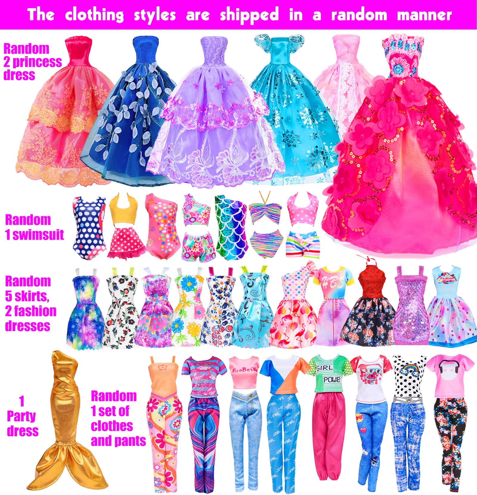 105 Pcs Doll Closet Wardrobe Playset with Clothes & Accessories for 11.5