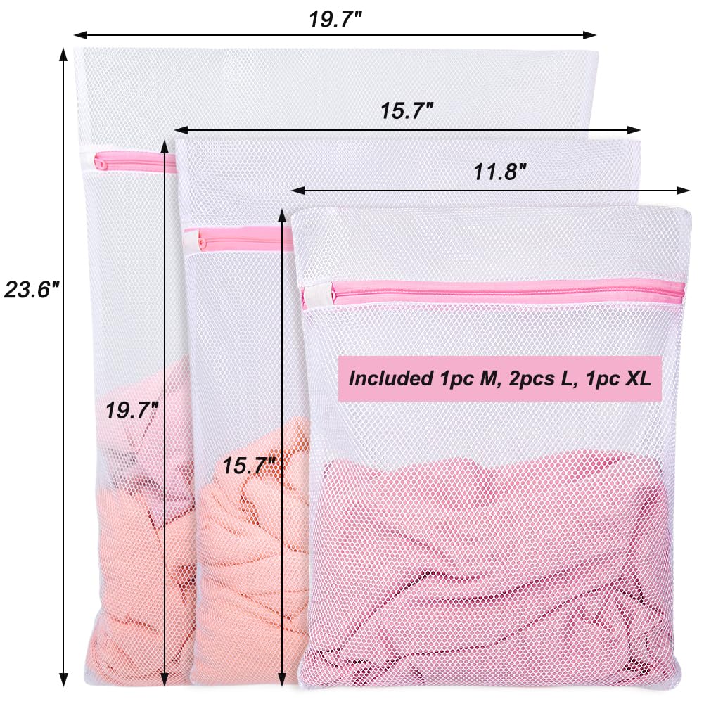 Vivifying Mesh Laundry Bags 4-Pack - Durable Zippered Washing Machine Bags for Delicates, Lingerie, Socks, Shoes & Stuffed Animals - Perfect for Travel, Gym & Baby Clothes Care