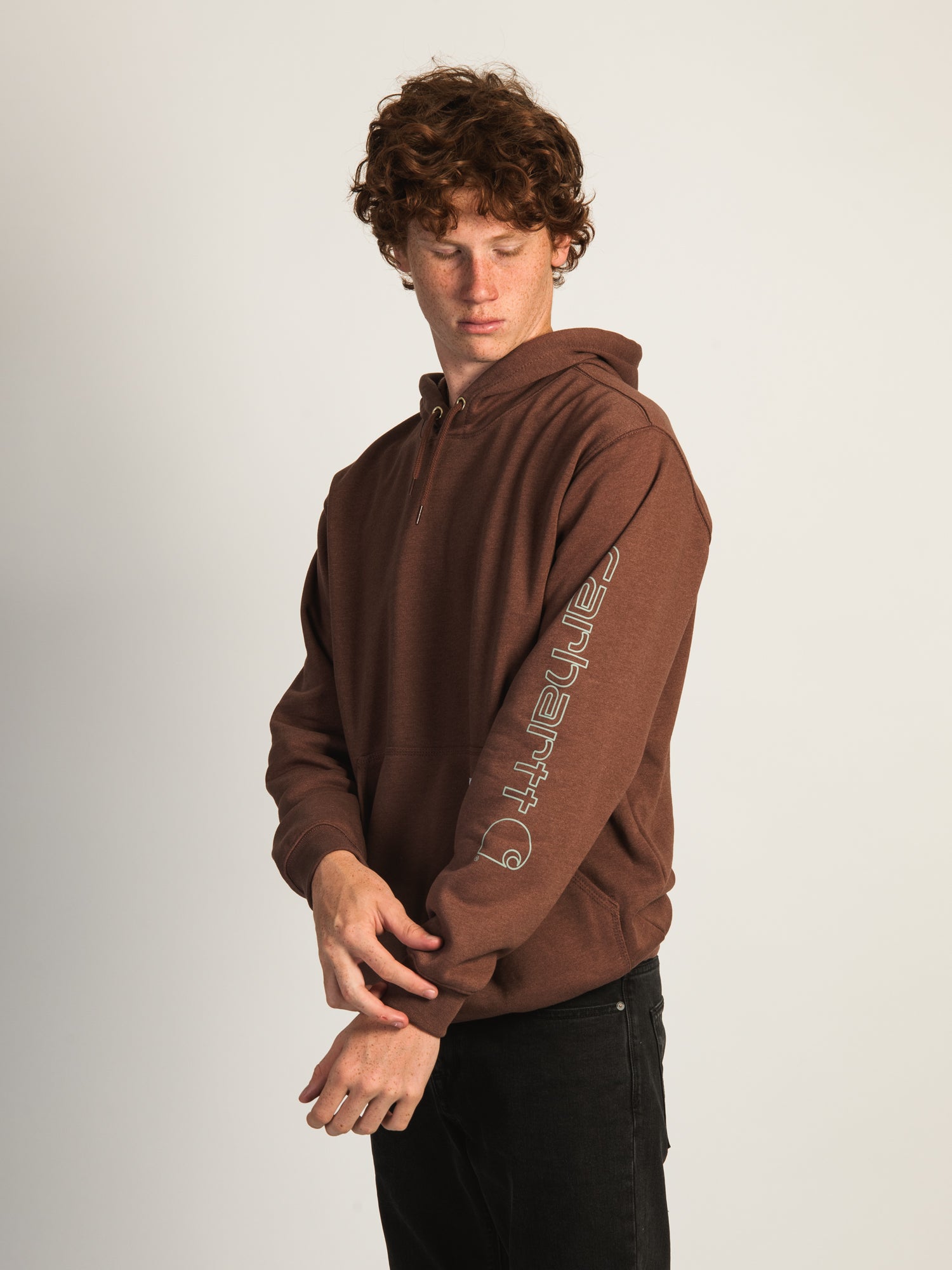Carhartt Logo Sleeve Pullover Hoodie for Men & Women - Comfortable Cotton Fleece Sweatshirt for Work, Outdoor & Casual Wear